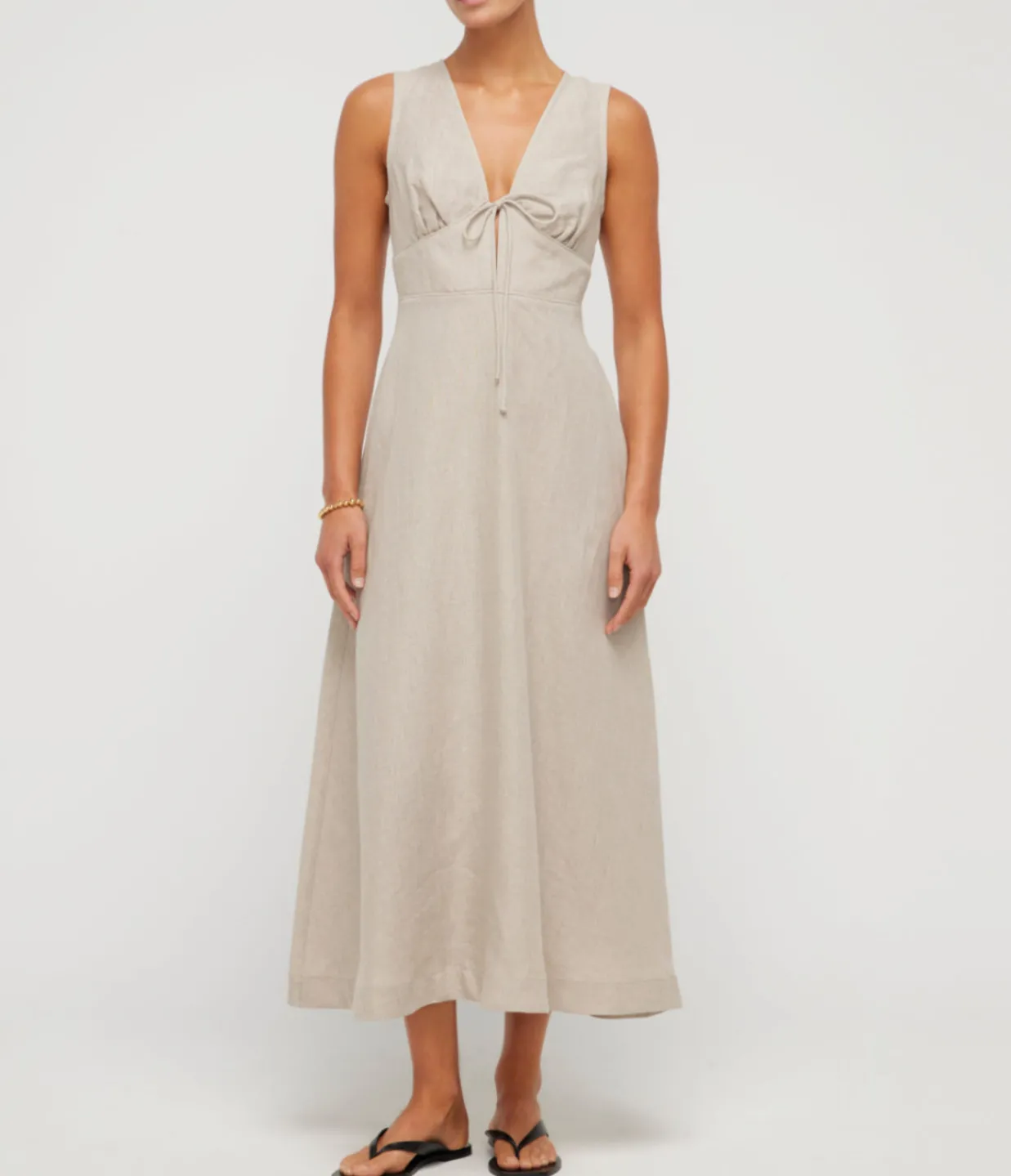 Casa Raki Mimi Linen Bias Dress in Flax Fashion