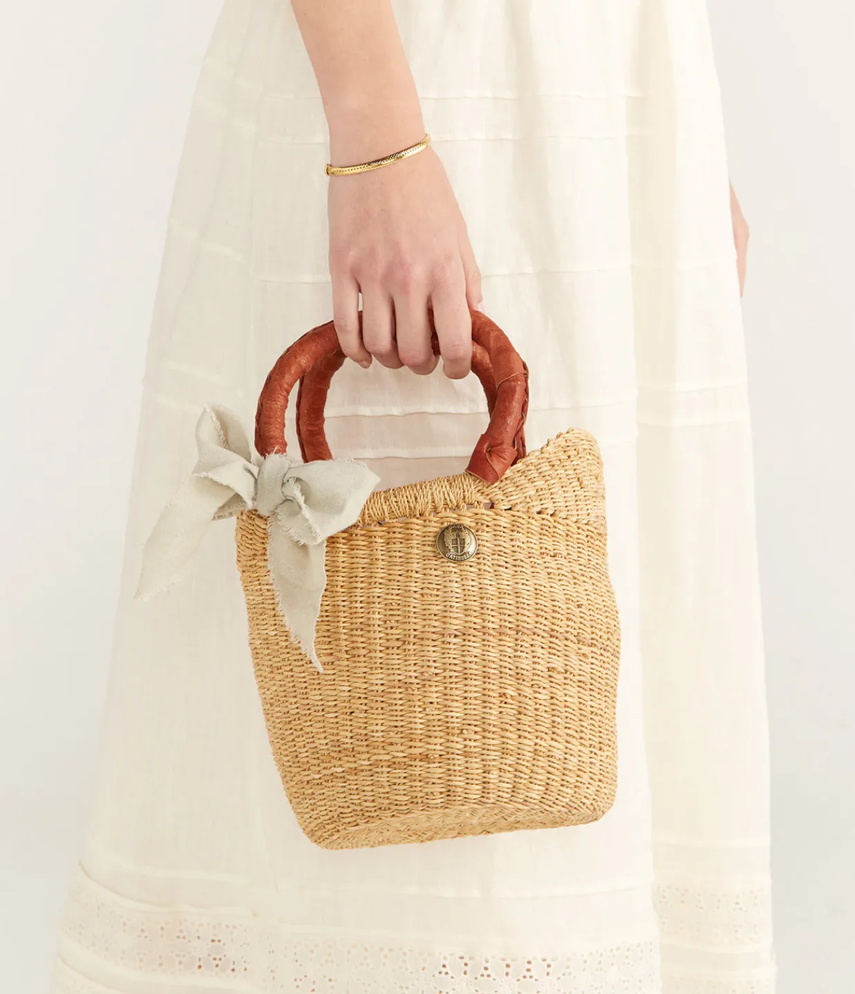 Casa Catinella Mini Basket Bag in Tan Hot