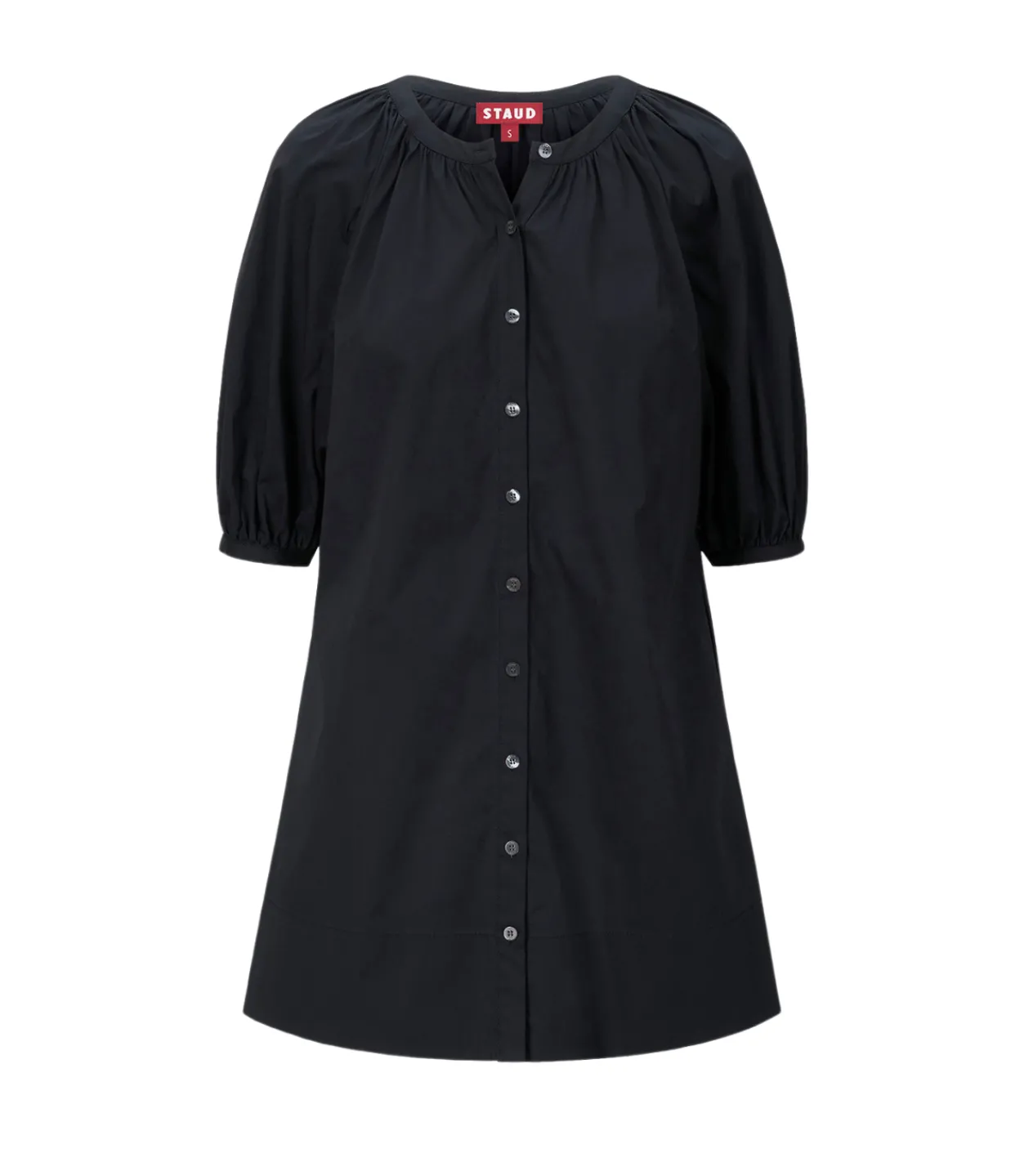 Staud Mini Vincent Shirtdress in Black Hot