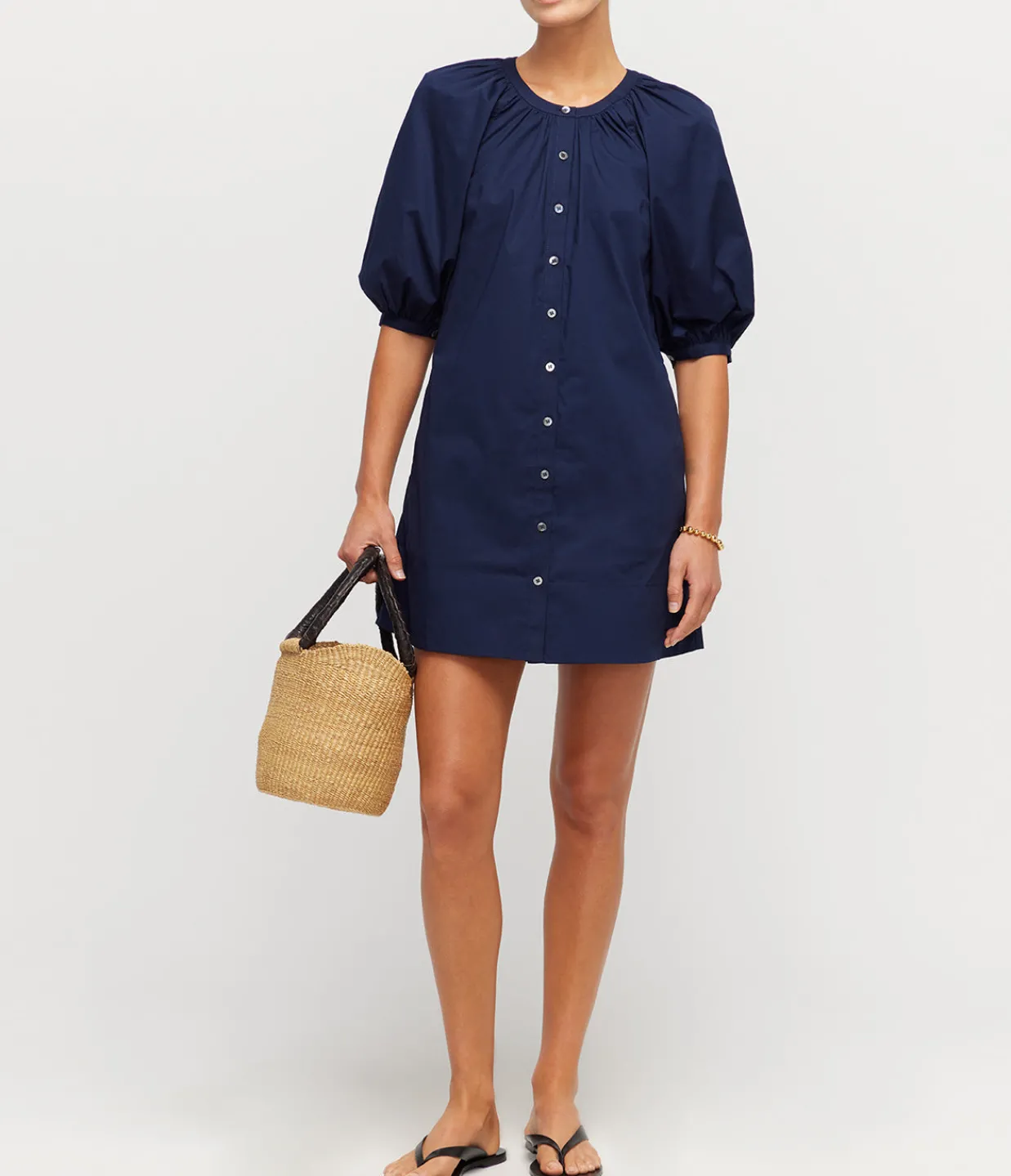 Staud Mini Vincent Shirtdress in Navy Best
