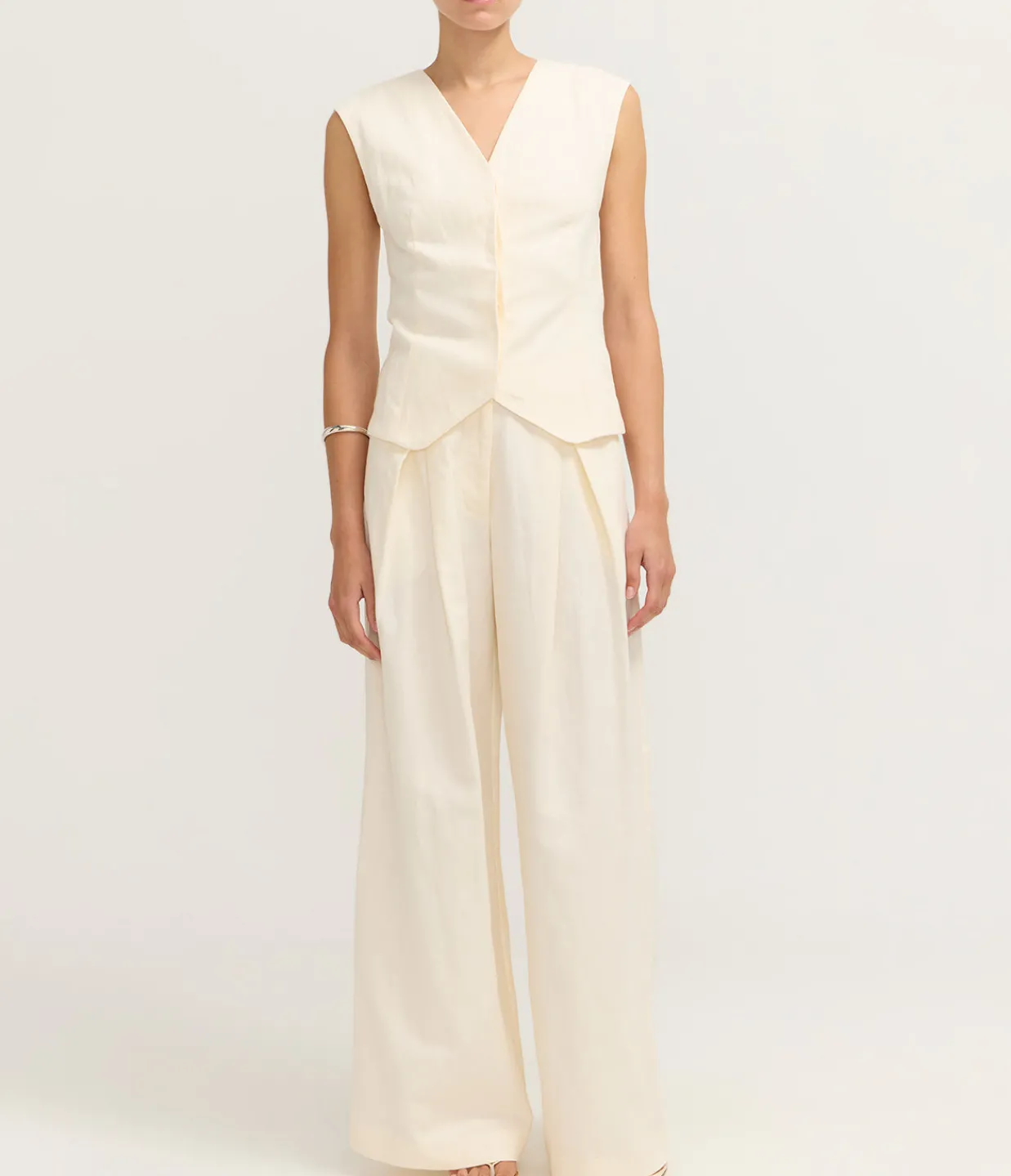 St Agni Minimal Fold Trousers in Ivory Fashion