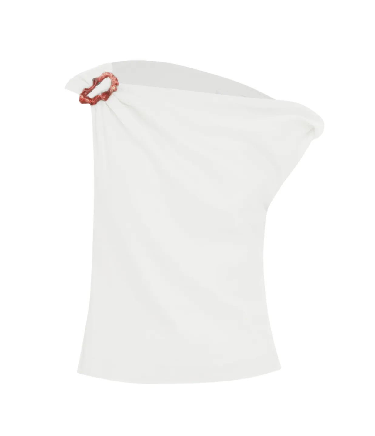 Anna Quan Minkey Asymmetrical Linen Top in Ivory Clearance