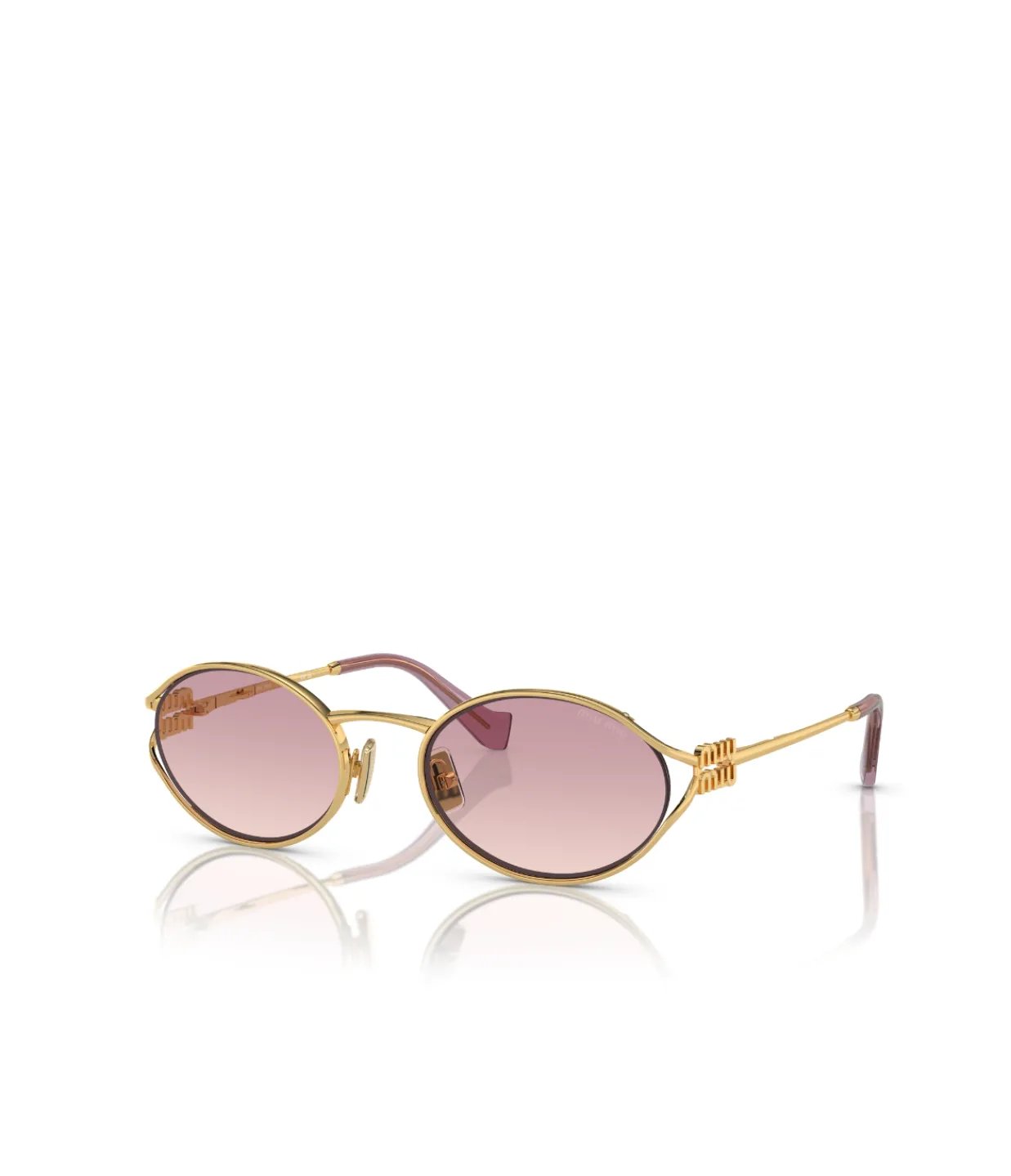 Miu Miu Oval Sunglasses in Gold Cheap