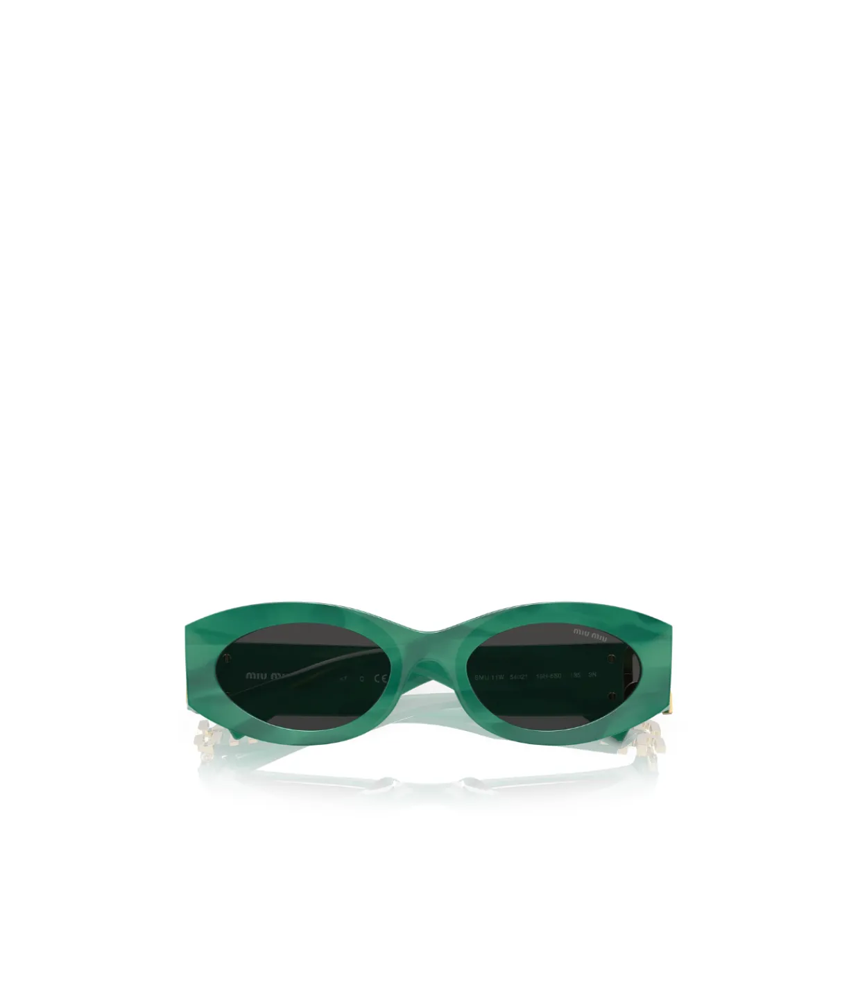 Miu Miu Oval Sunglasses in Green Discount