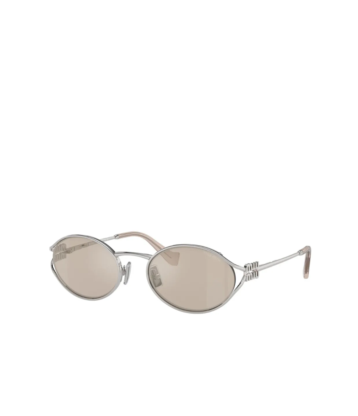 Miu Miu Oval Sunglasses in Silver New