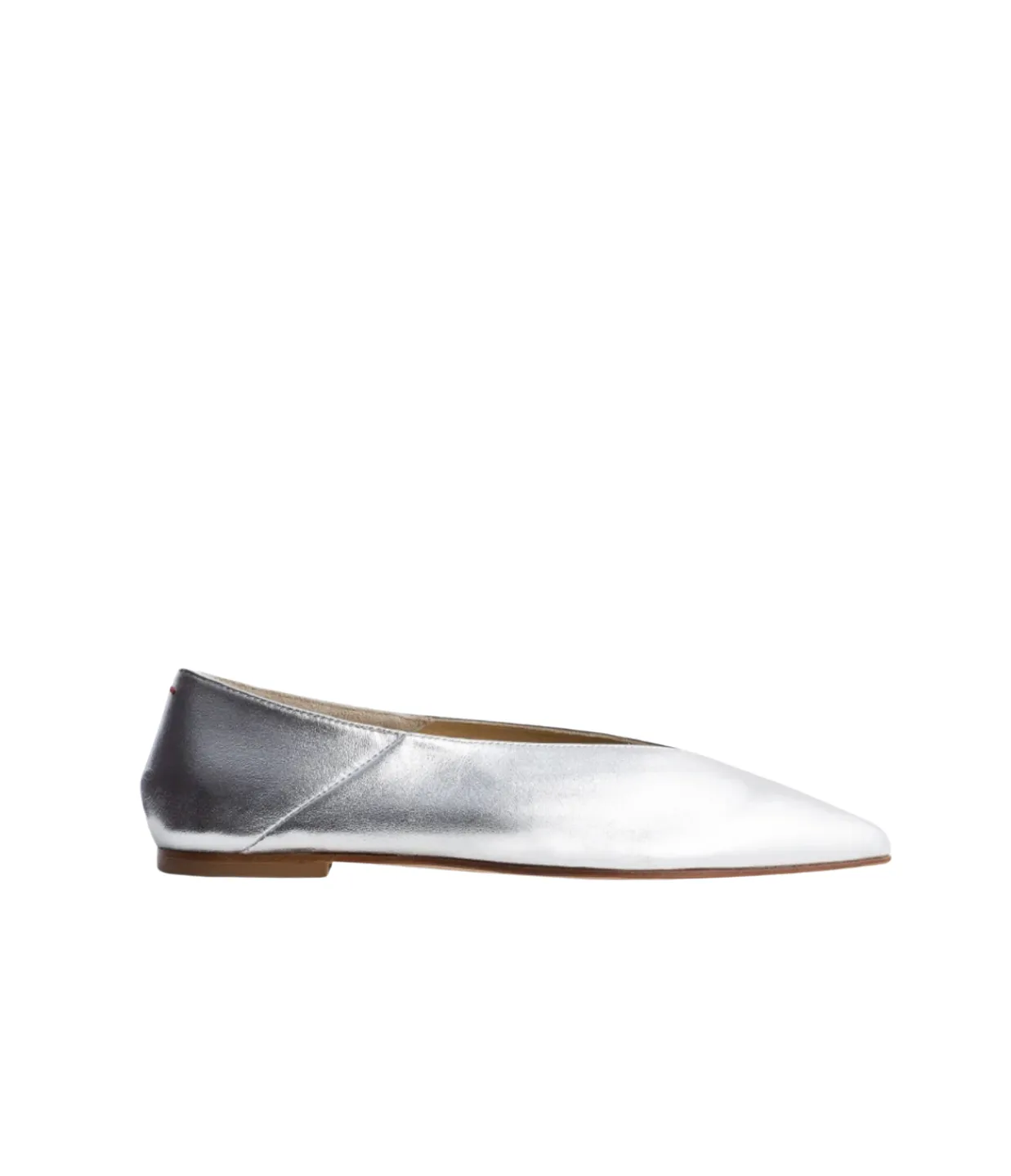 Aeyde Moa Leather Flat in Laminated Silver Best
