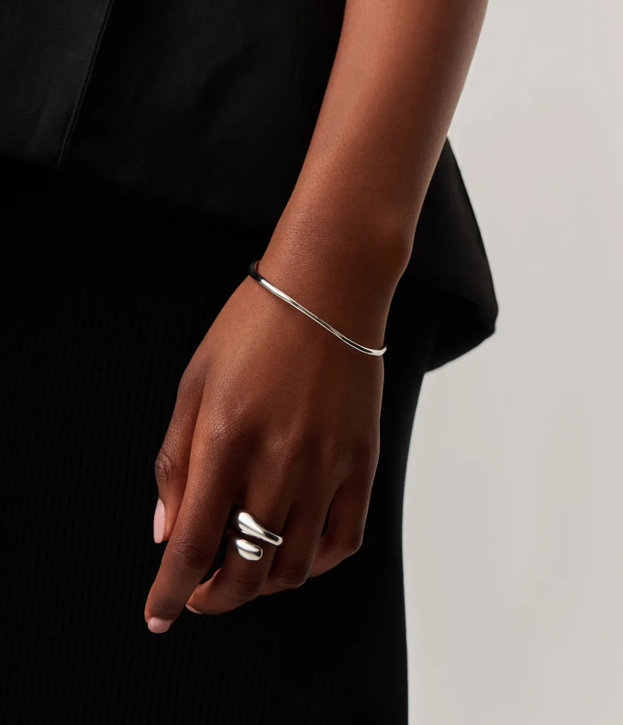 Missoma Molten Ripple Bangle in Silver Hot