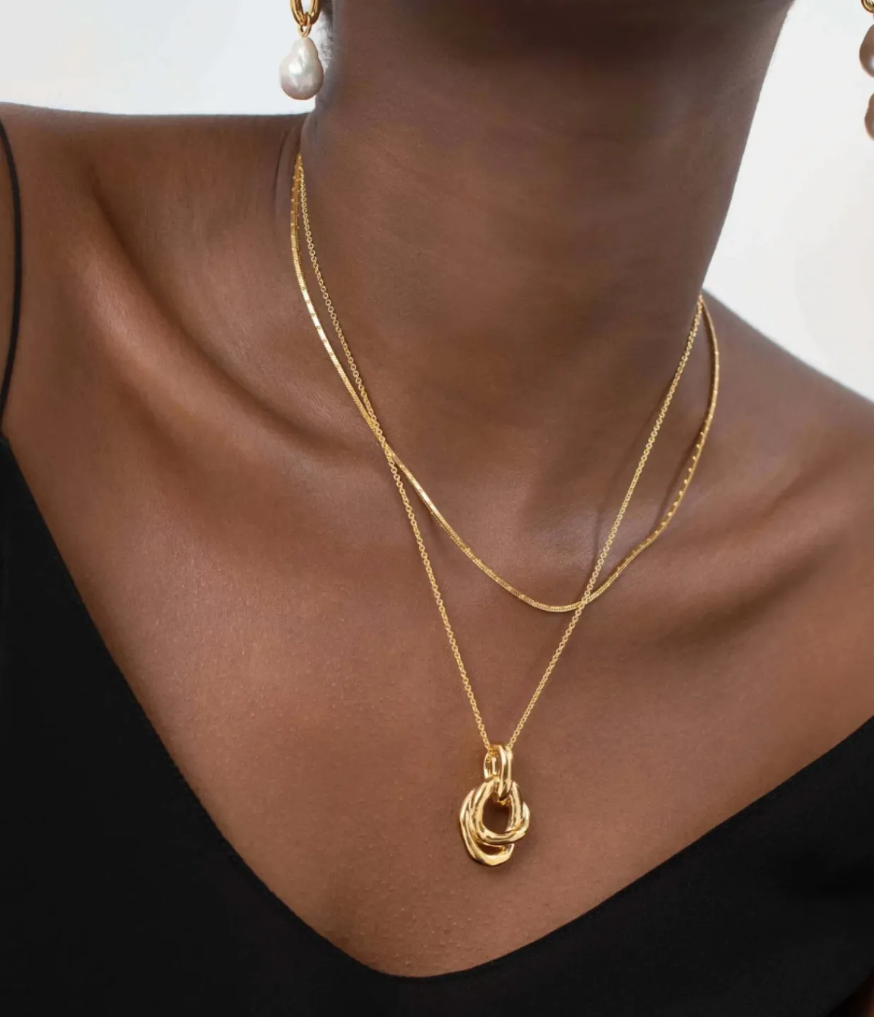 Missoma Molten Twisted Double Pendant Necklace in Gold Best