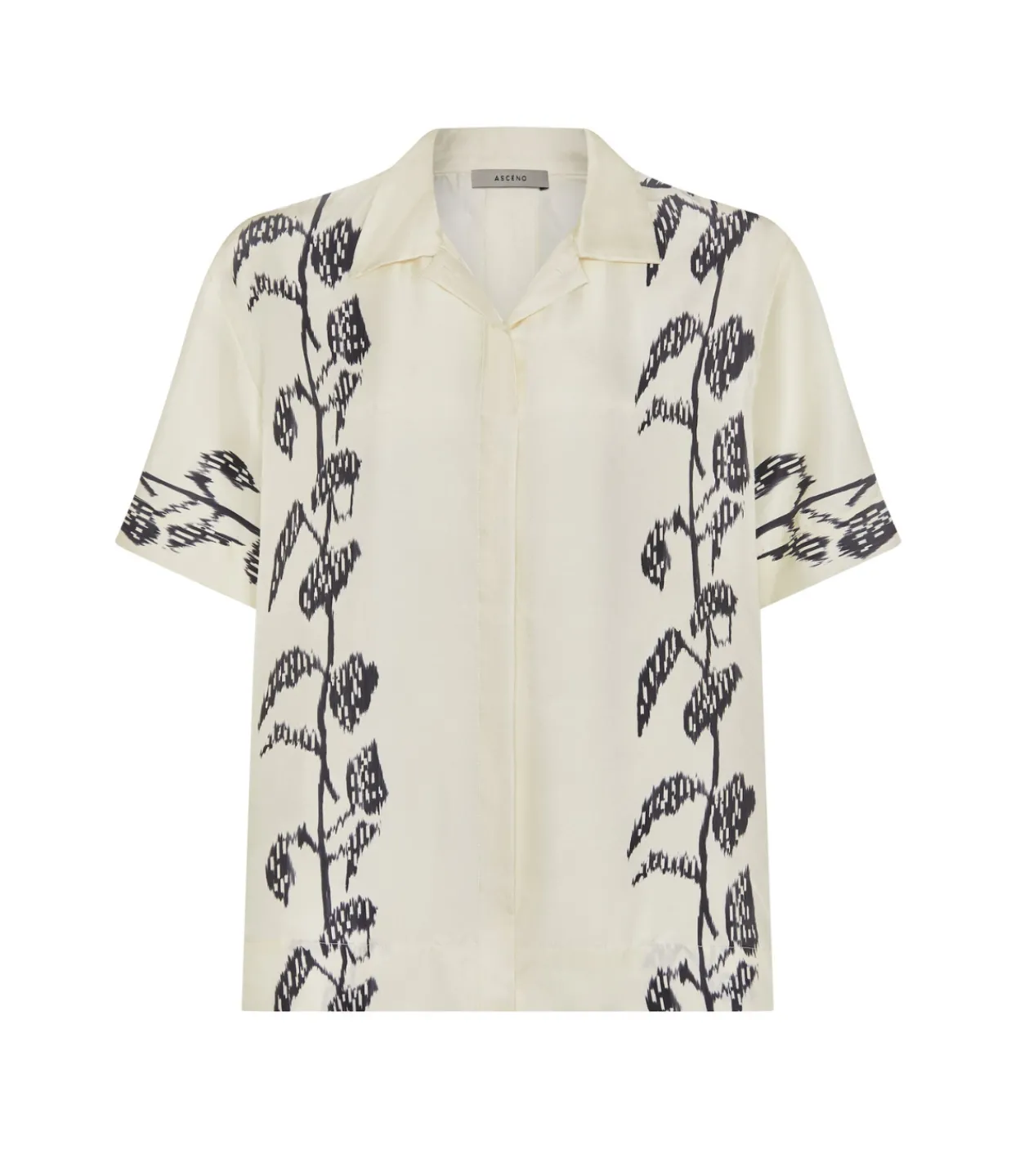 Asceno Montauk Silk Shirt in Ecru Vine New