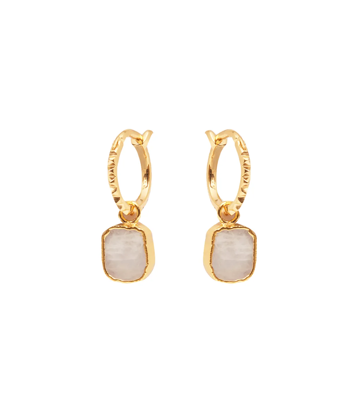 Missoma Moonstone Pyramid Charm Hoop Earrings in Gold Best Sale