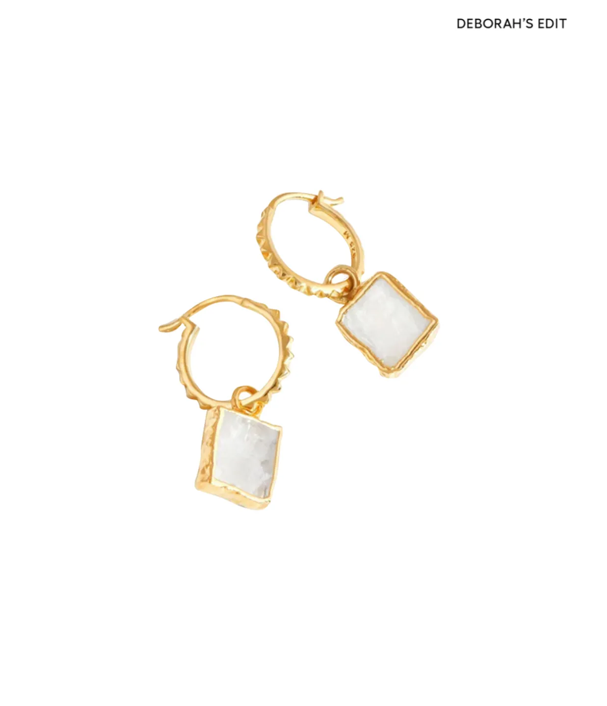 Missoma Moonstone Pyramid Charm Hoop Earrings in Gold Best Sale