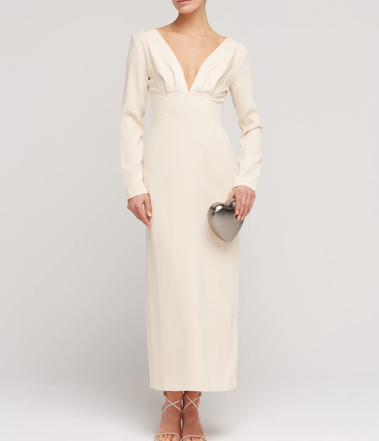Wynn Hamlyn Nancy Long Sleeve Dress in Ivory Cheap