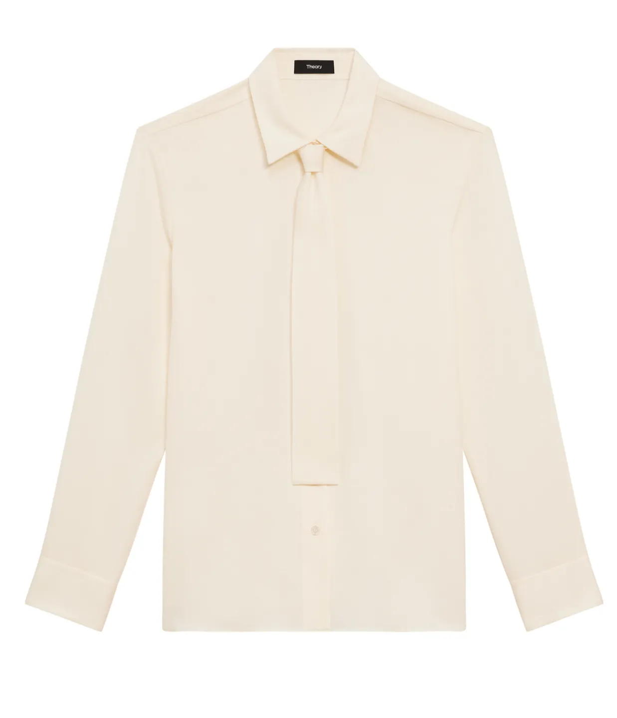 Theory Neck Tie Shirt in Ivory Hot