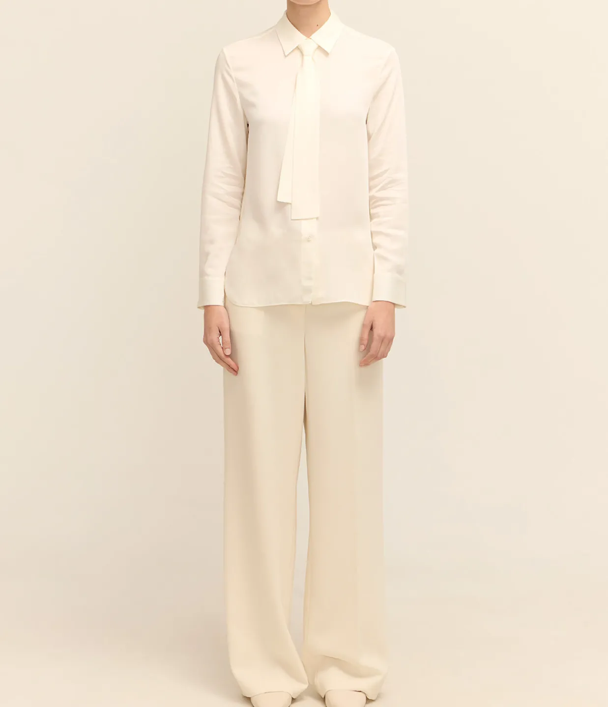 Theory Neck Tie Shirt in Ivory Hot