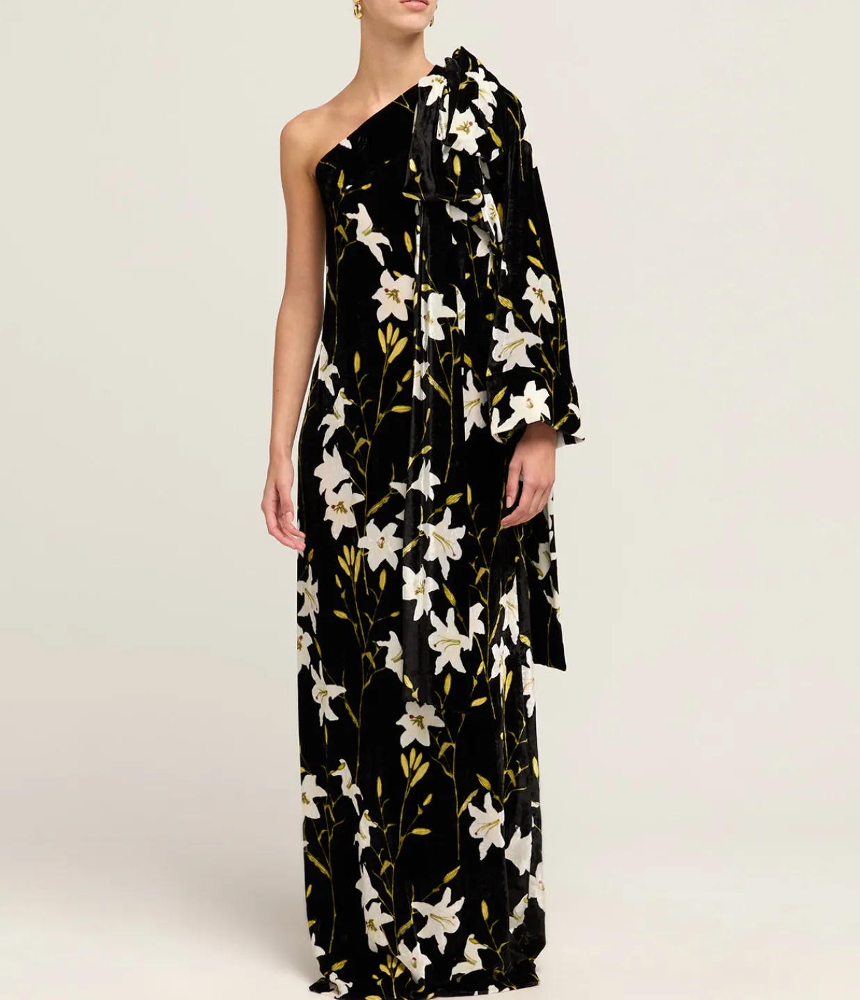 Bernadette Nel One Shoulder Dress in Black and White Flower Online