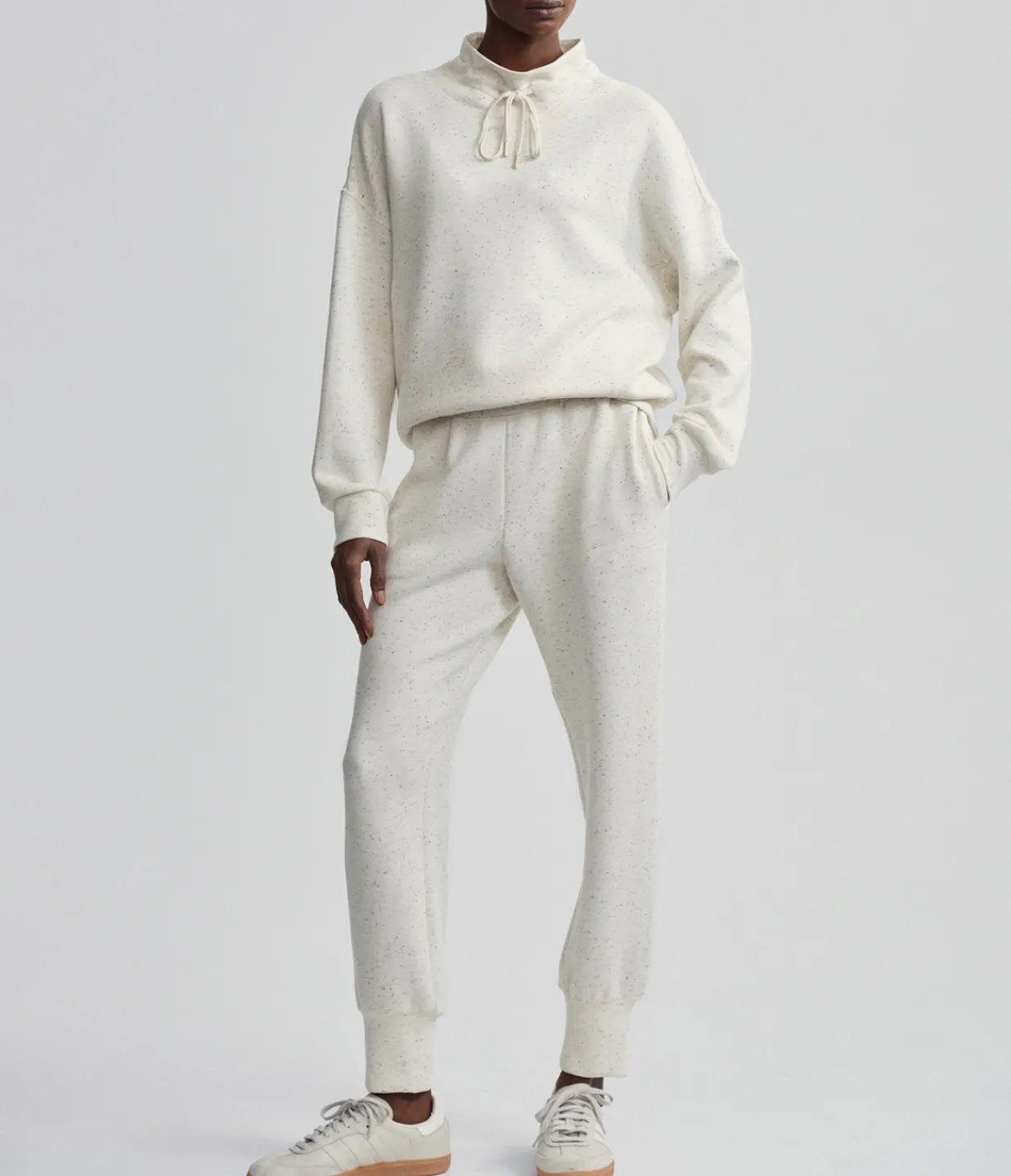 Varley Oakdale Sweat in Ivory Marl Fleck Store