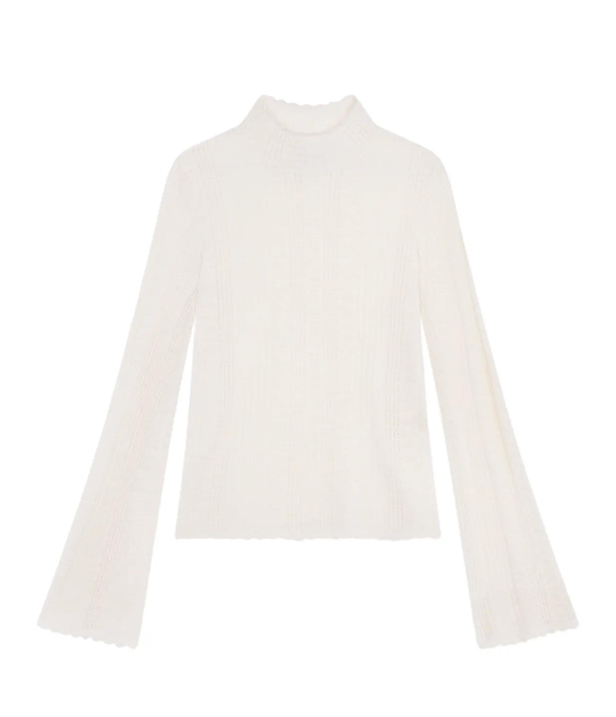 Loulou Studio Orion Thin Lace Turtleneck in Ivory Hot