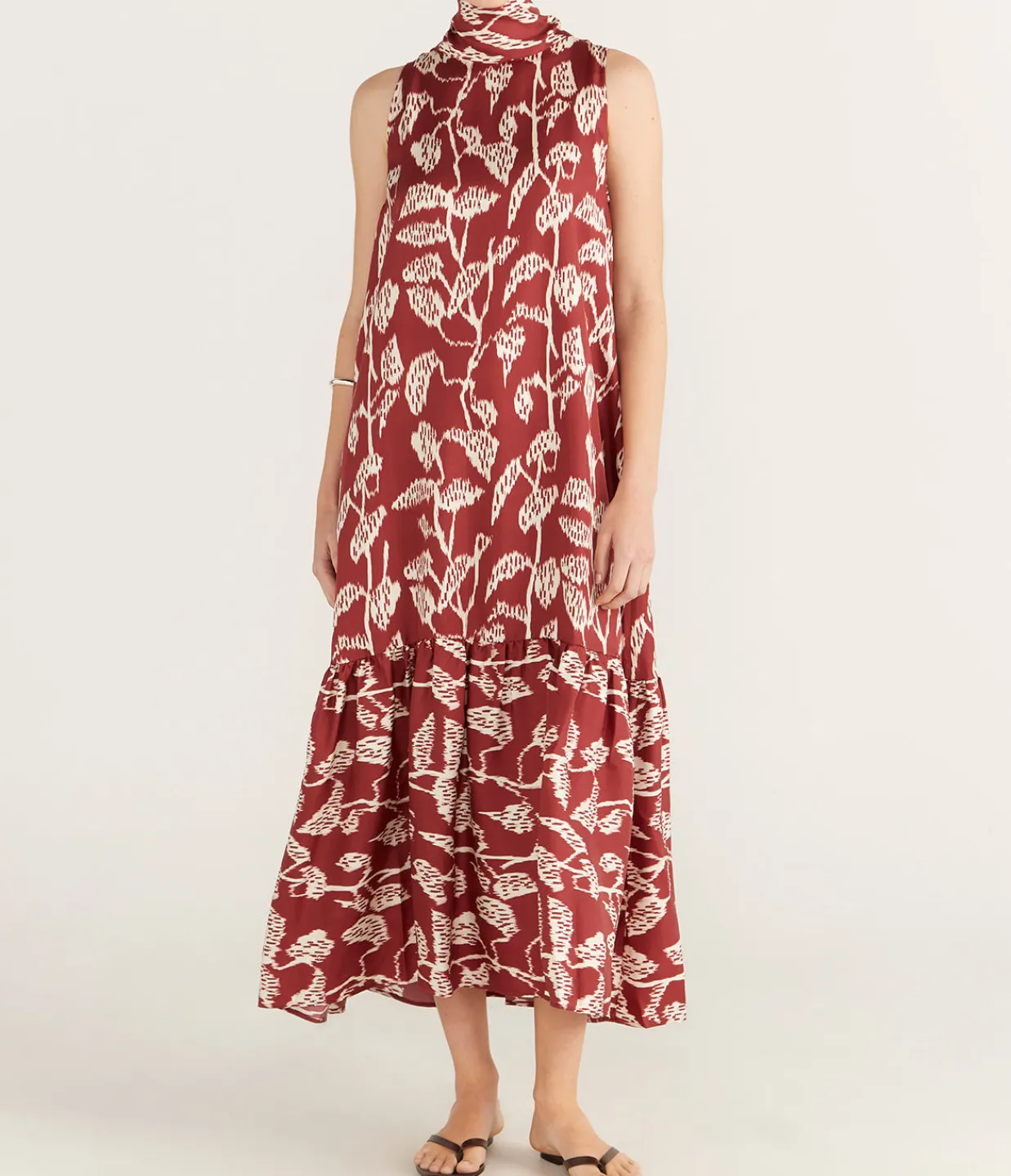 Asceno Oslo Silk Dress in Burgundy Vine Discount