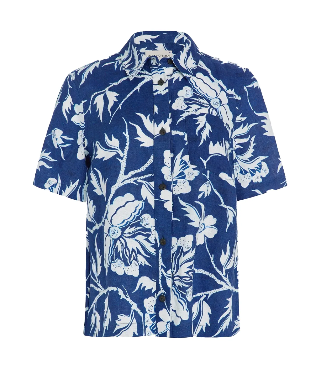 Mara Hoffman Otto Shortsleeve Shirt in Navy White Shop