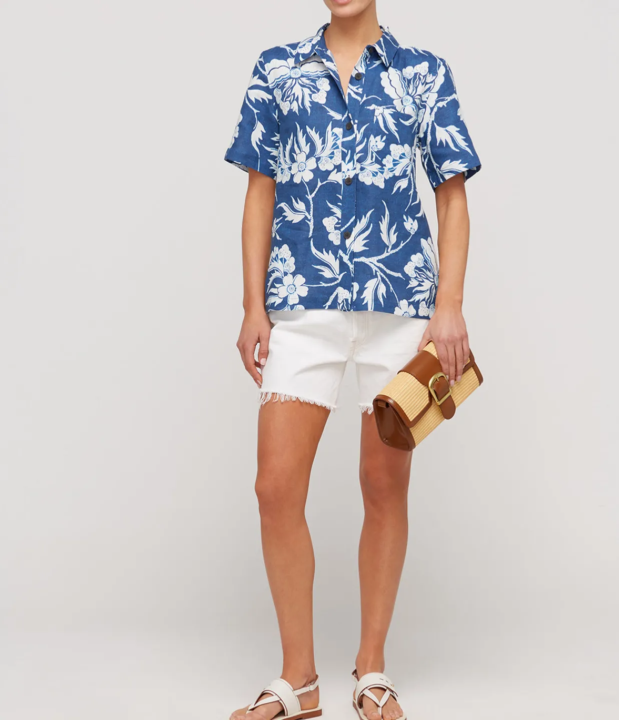 Mara Hoffman Otto Shortsleeve Shirt in Navy White Shop