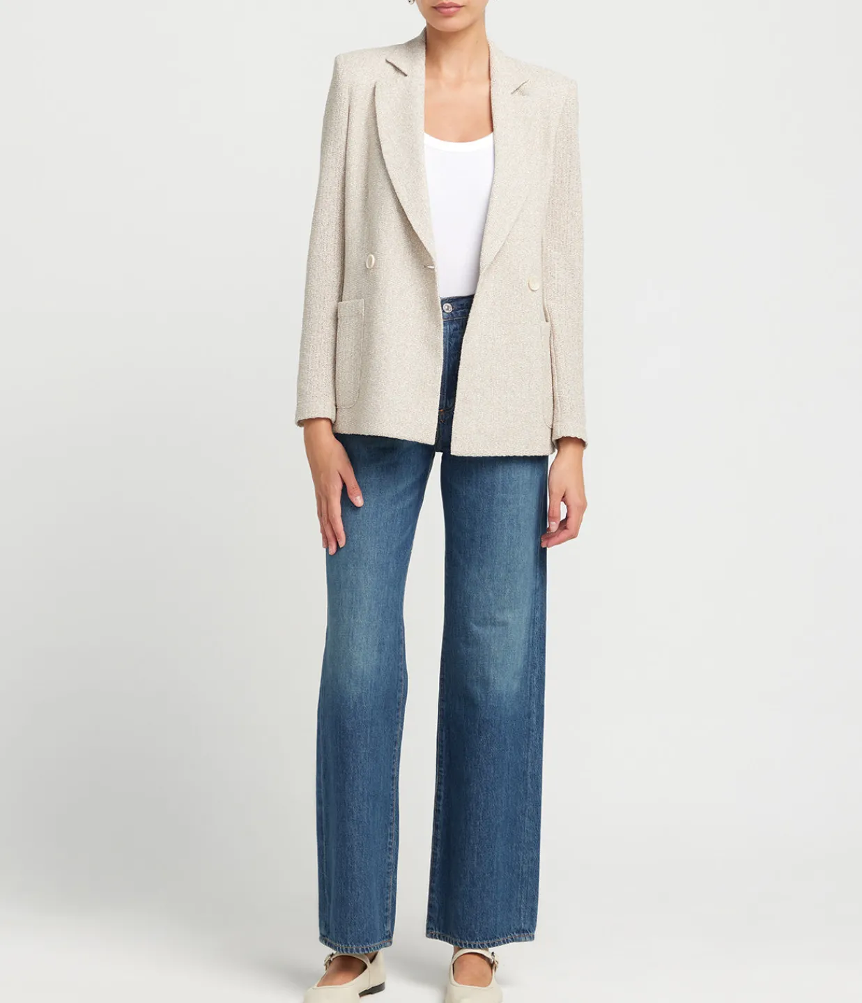 Harris Wharf London Padded Blazer in White and Beige Best