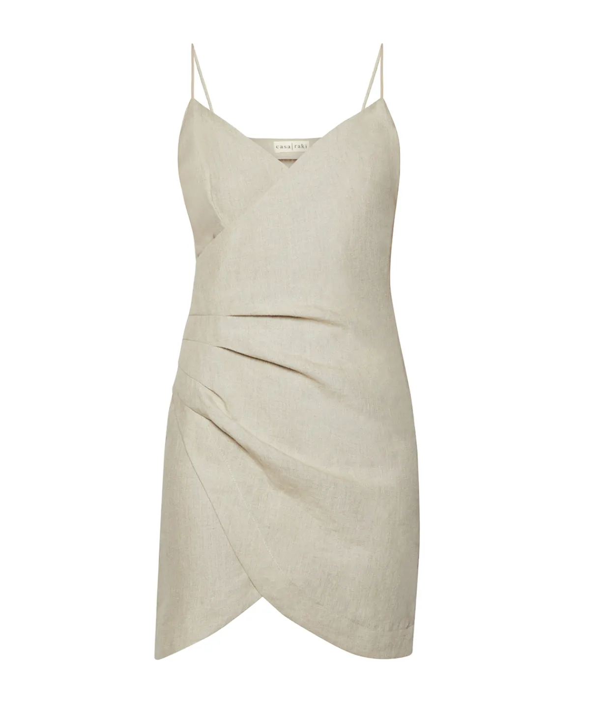 Casa Raki Pia Wrap Linen Mini Dress in Flax Fashion