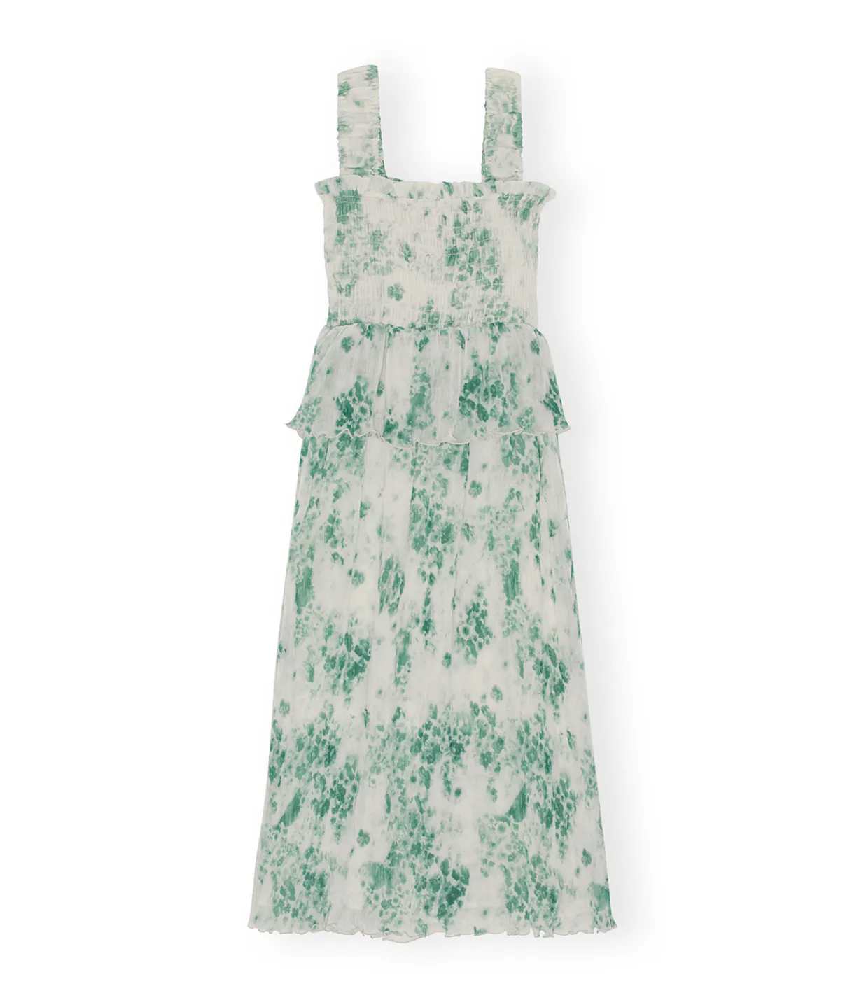 Ganni Pleated Georgette Smock Dress in Egret New