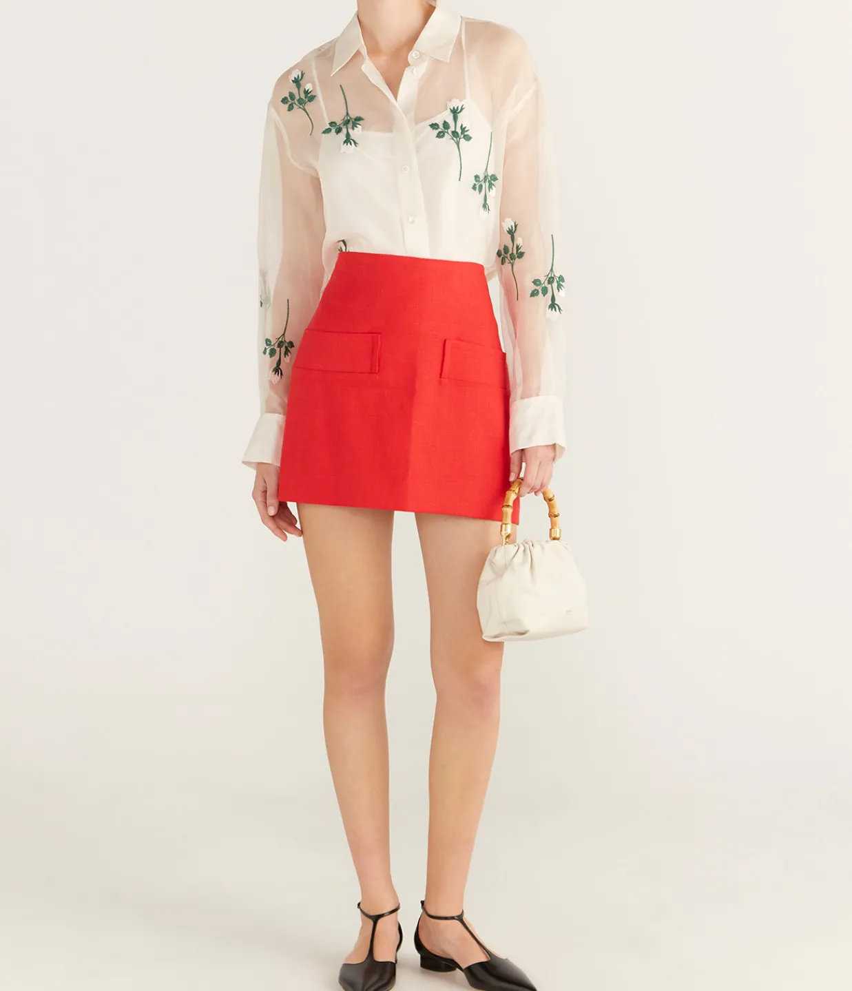 Oroton Pocket Detail Mini Skirt in Red Flash Sale