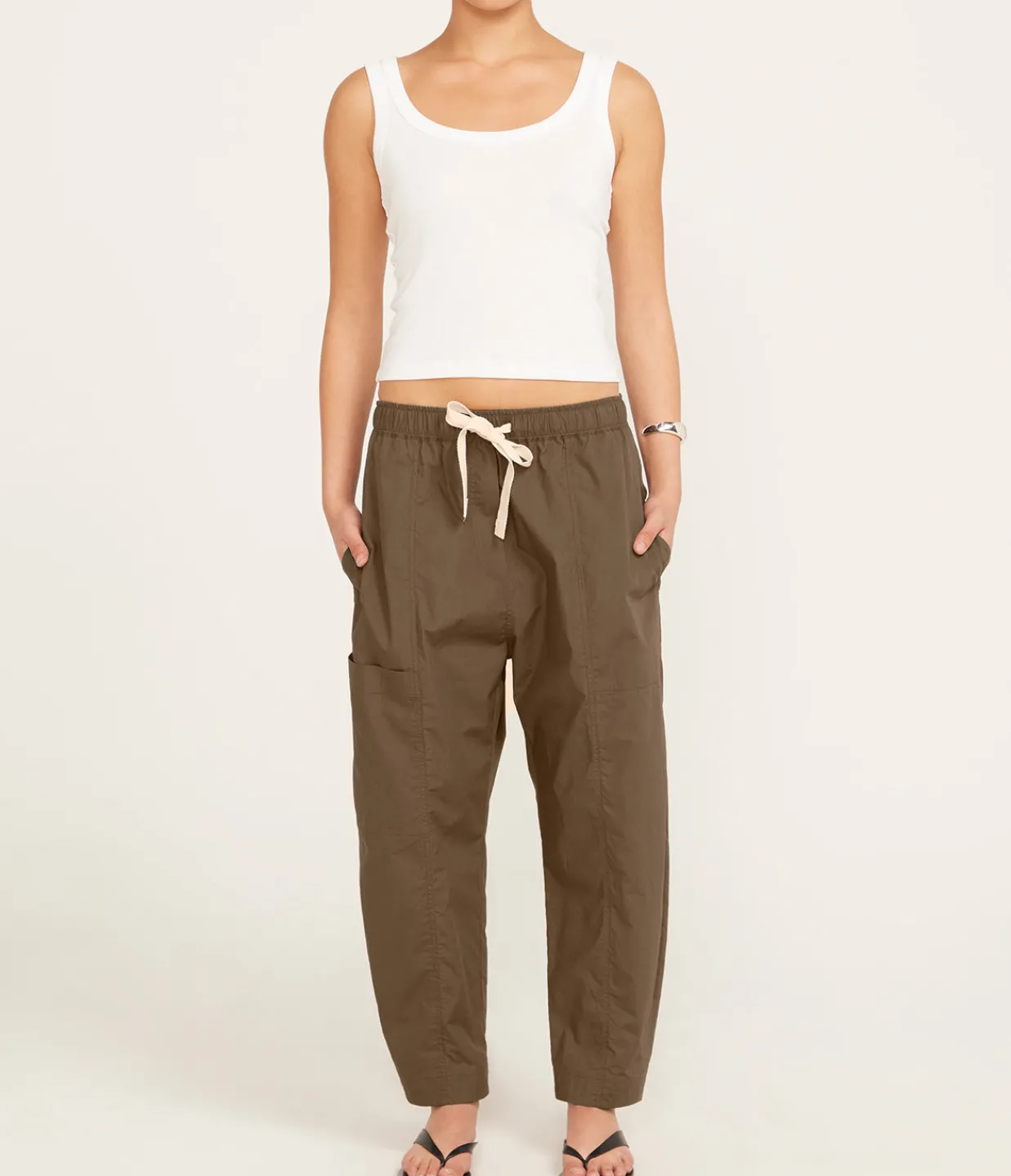 Lee Mathews Poplin Pant in Olive Sale