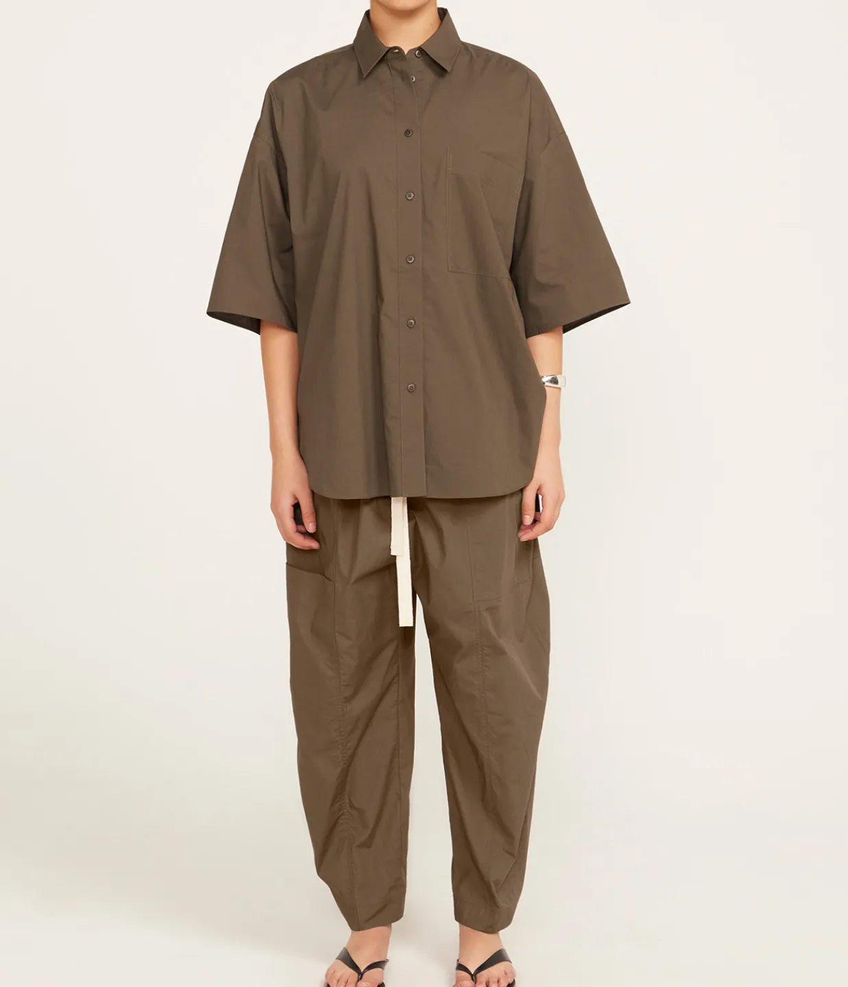 Lee Mathews Poplin Shirt in Olive Clearance