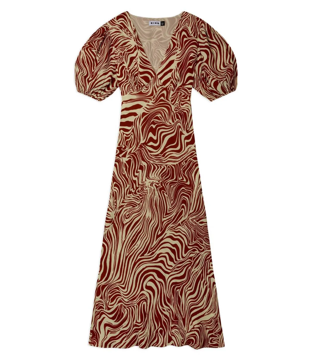 Rixo Poppy Dress in Brown Marble Zebra Outlet