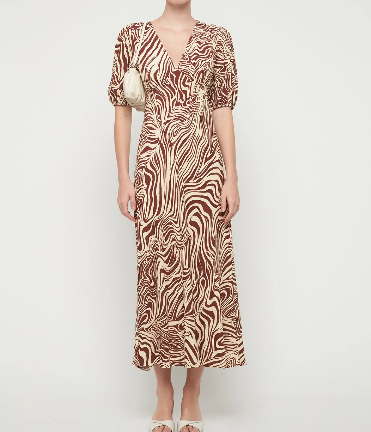 Rixo Poppy Dress in Brown Marble Zebra Outlet