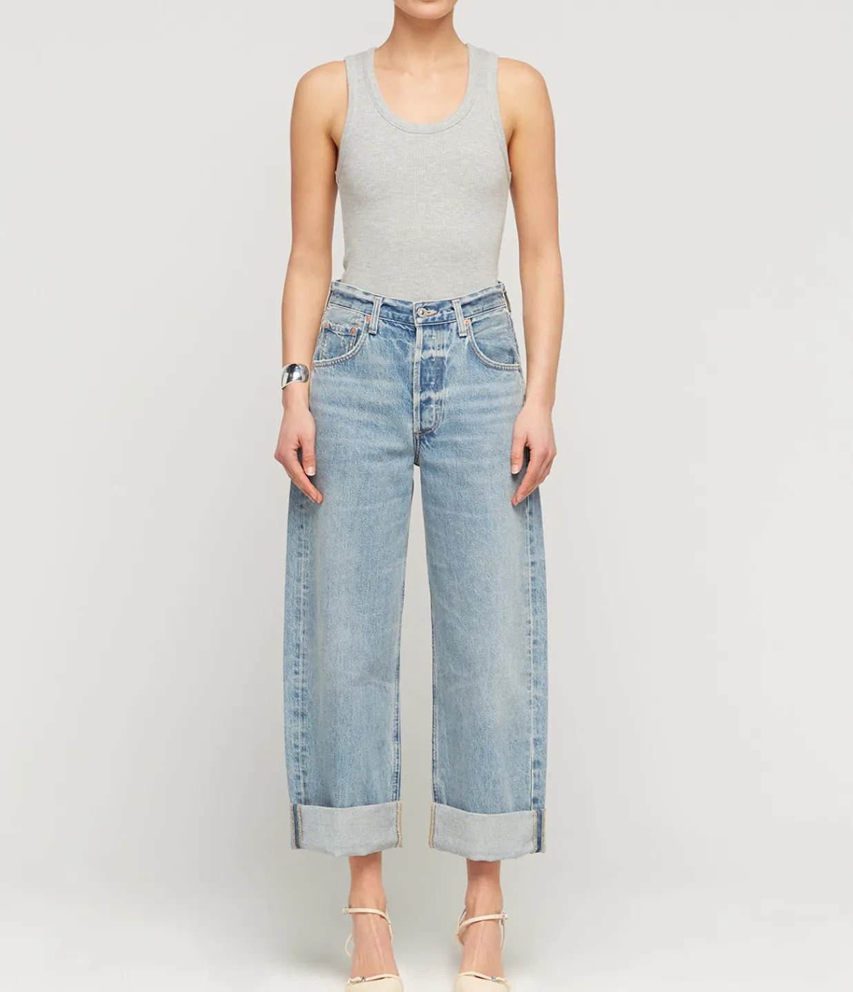 Agolde Poppy Scoop Neck Tank in Heather Grey Online