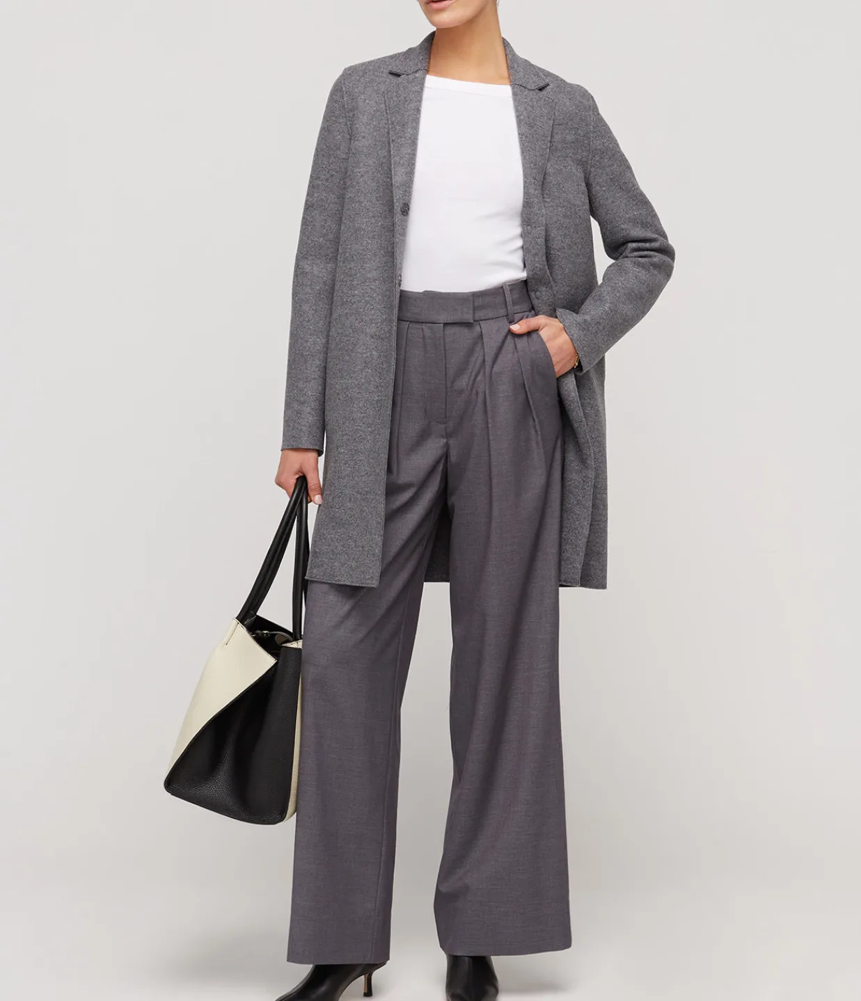 Harris Wharf London Pressed Wool Cocoon Coat in Grey Marle Online