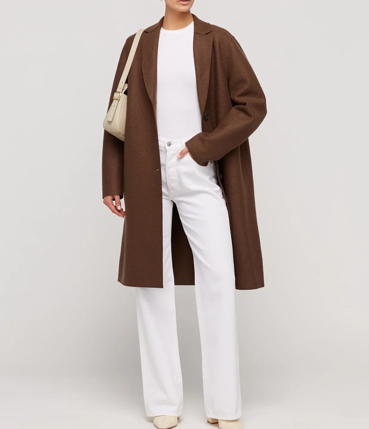 Harris Wharf London Pressed Wool Overcoat in Teddy Brown Hot