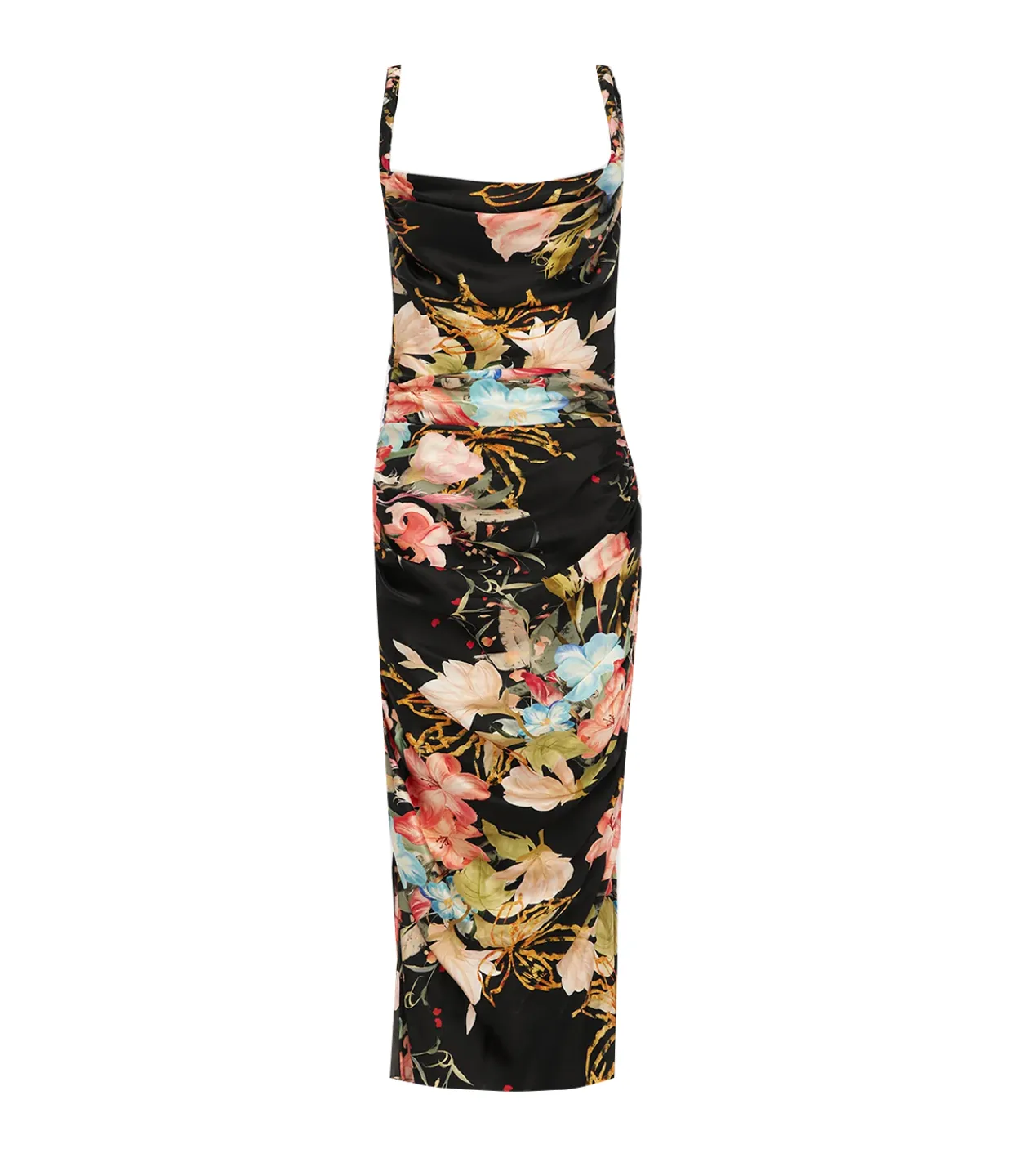 LEO LIN Rachel Cowl Neck Slip Dress in Opulent Mystic Print Flash Sale