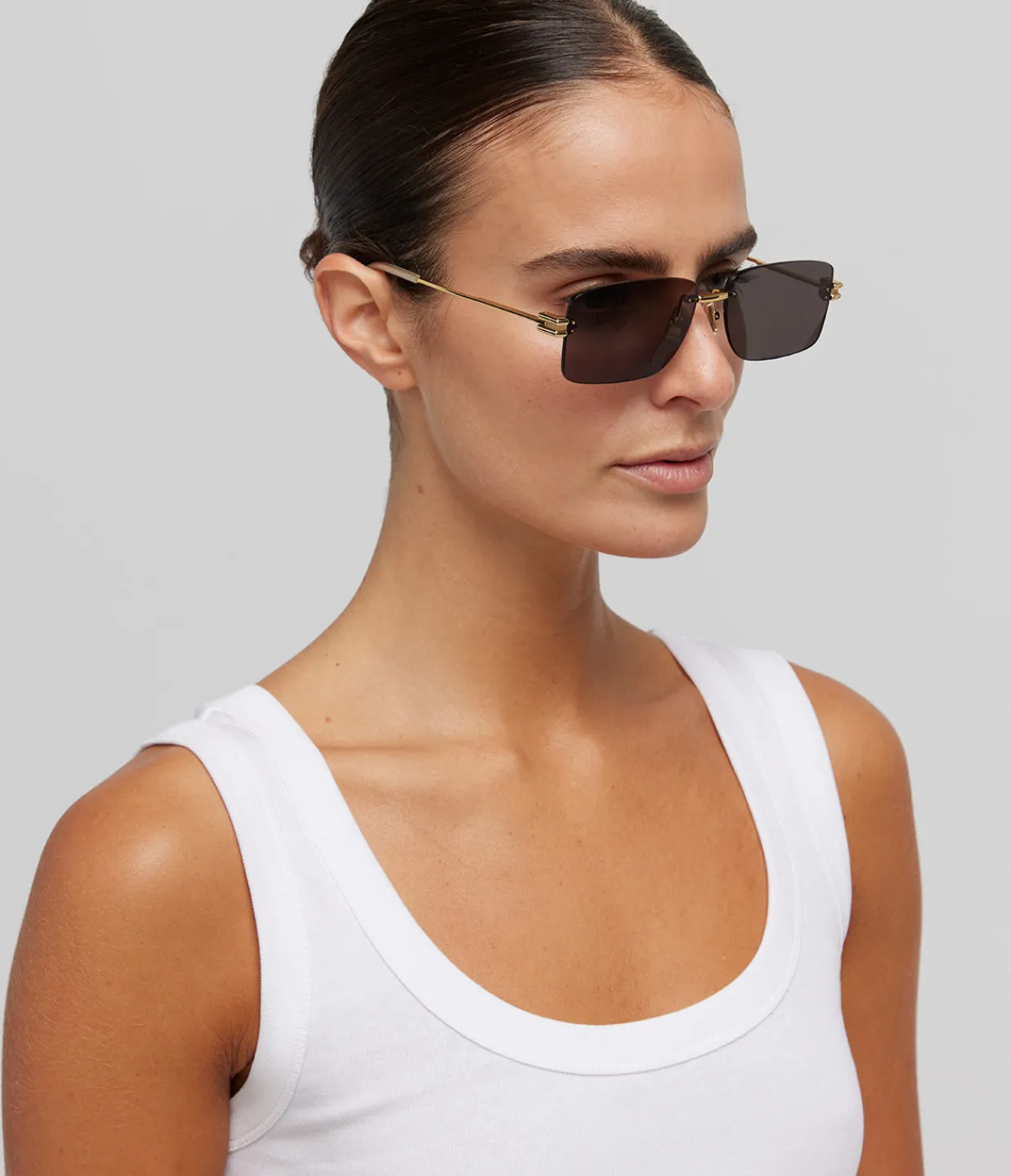 Bottega Veneta Rectangular Metal Frame Sunglasses in Gold Shop