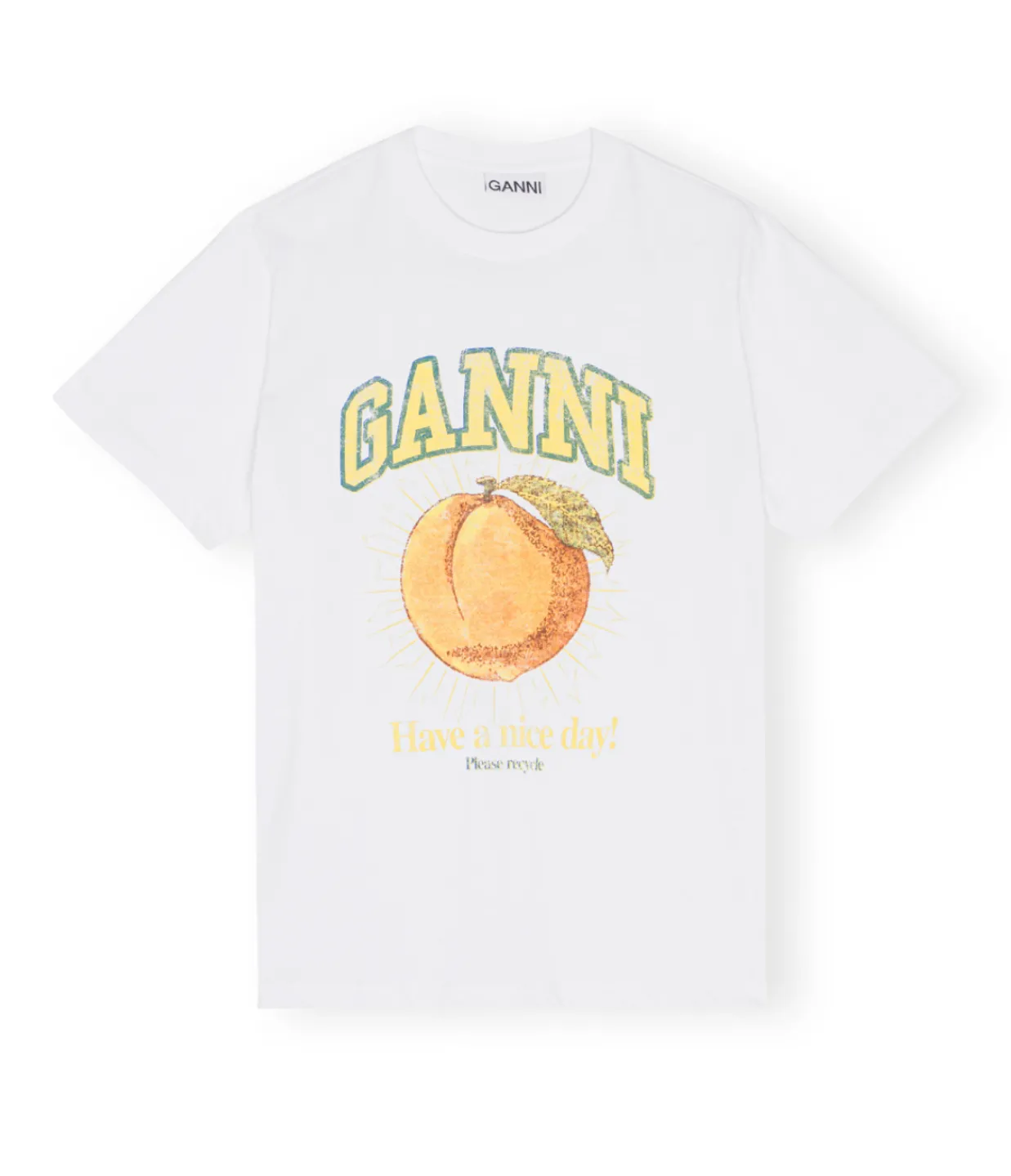 Ganni Relaxed Basic Peach T-shirt in Bright White Best Sale