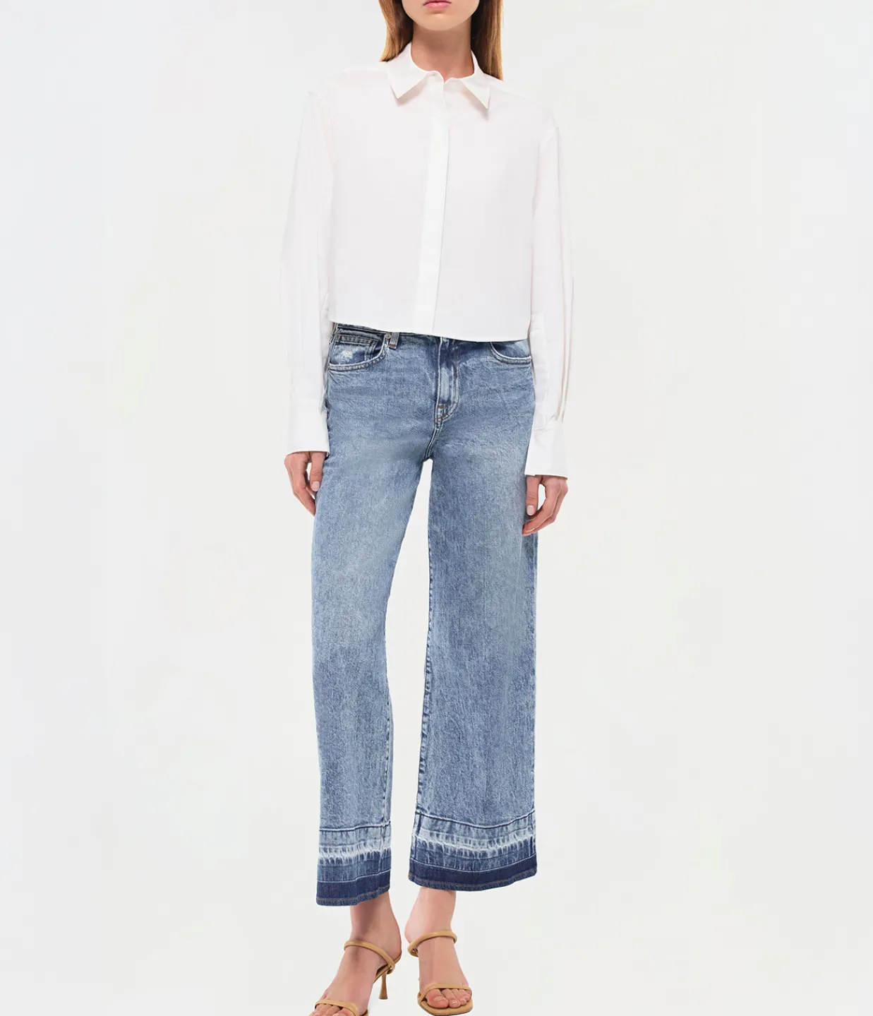 Simkhai Renata Cropped Button Down Shirt in White Fashion