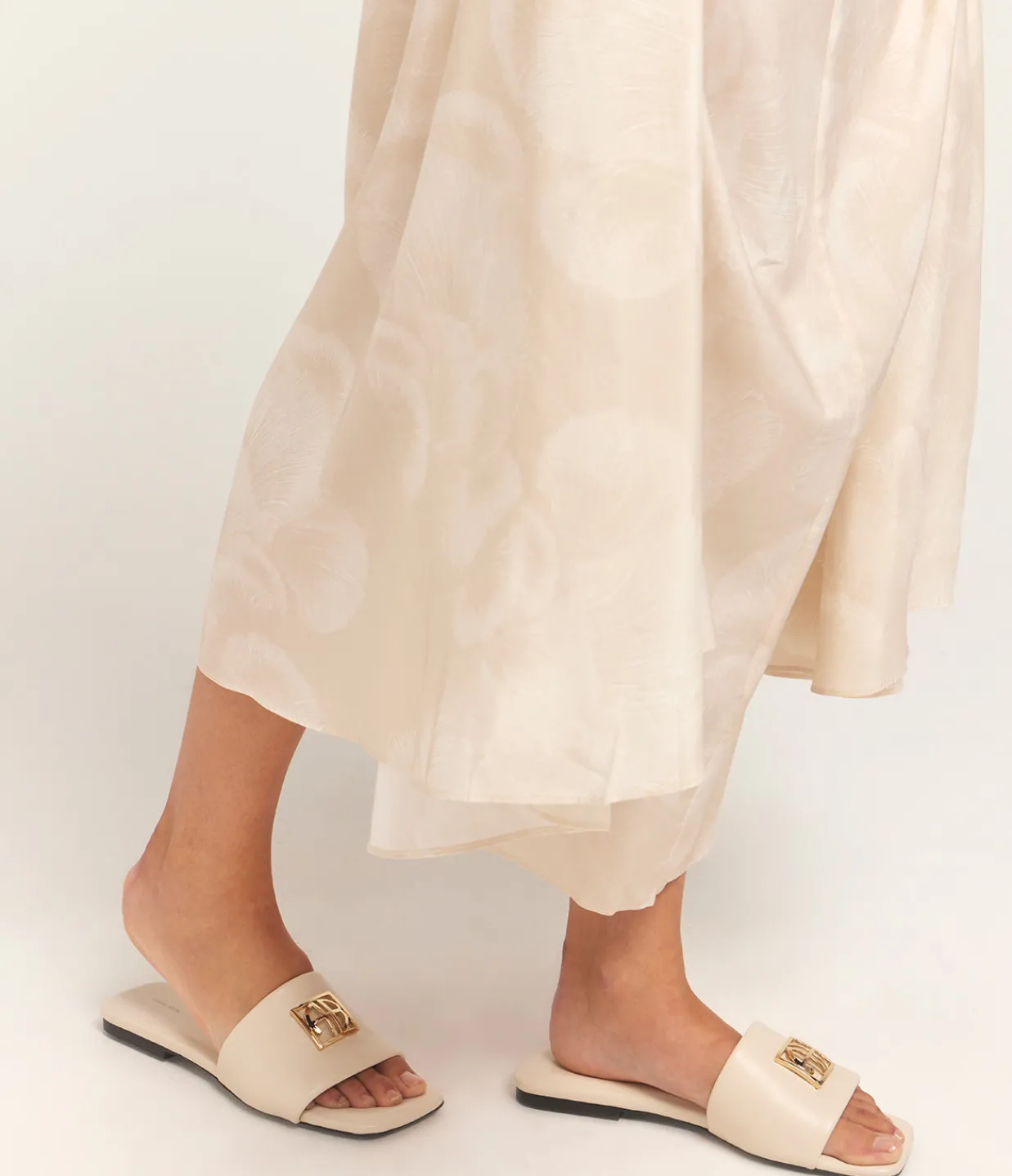 Anine Bing Ria Monogram Slides in Ivory Hot