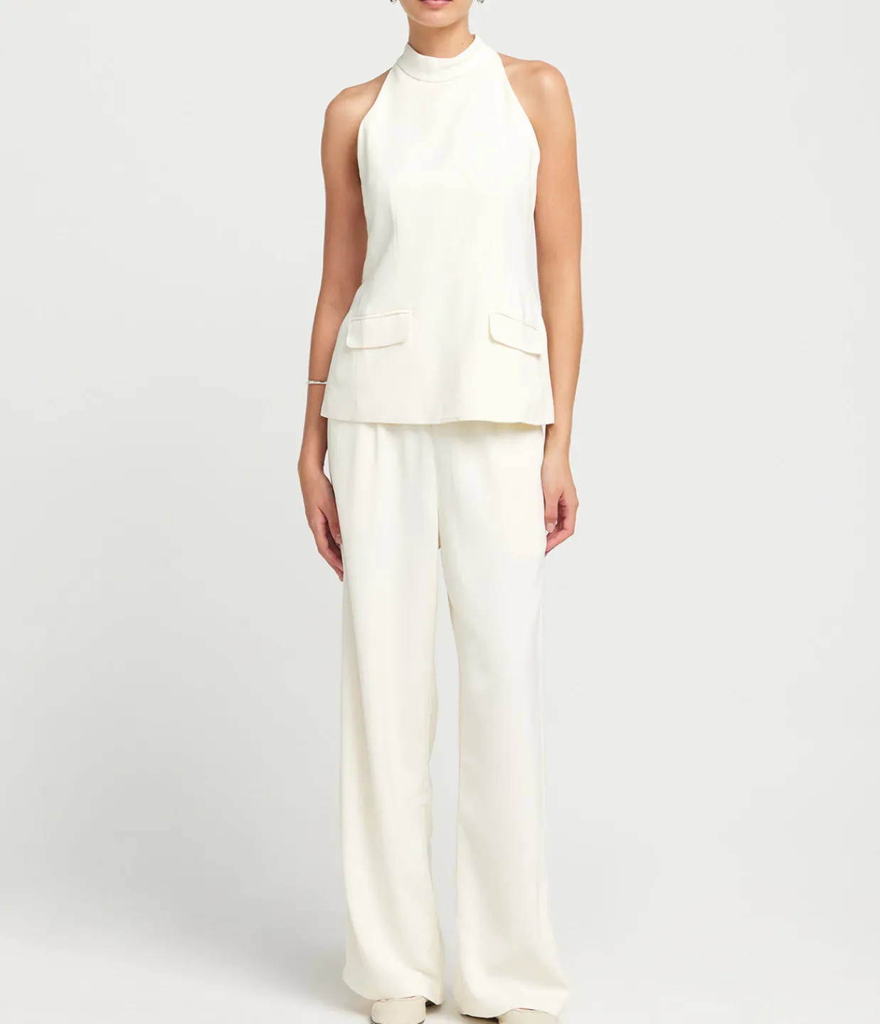Solid and Striped Ronit Sleeveless Top in Ecru Clearance