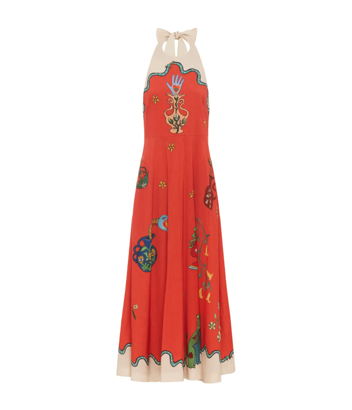 ALEMAIS Rose Halter Dress in Tangerine Fashion