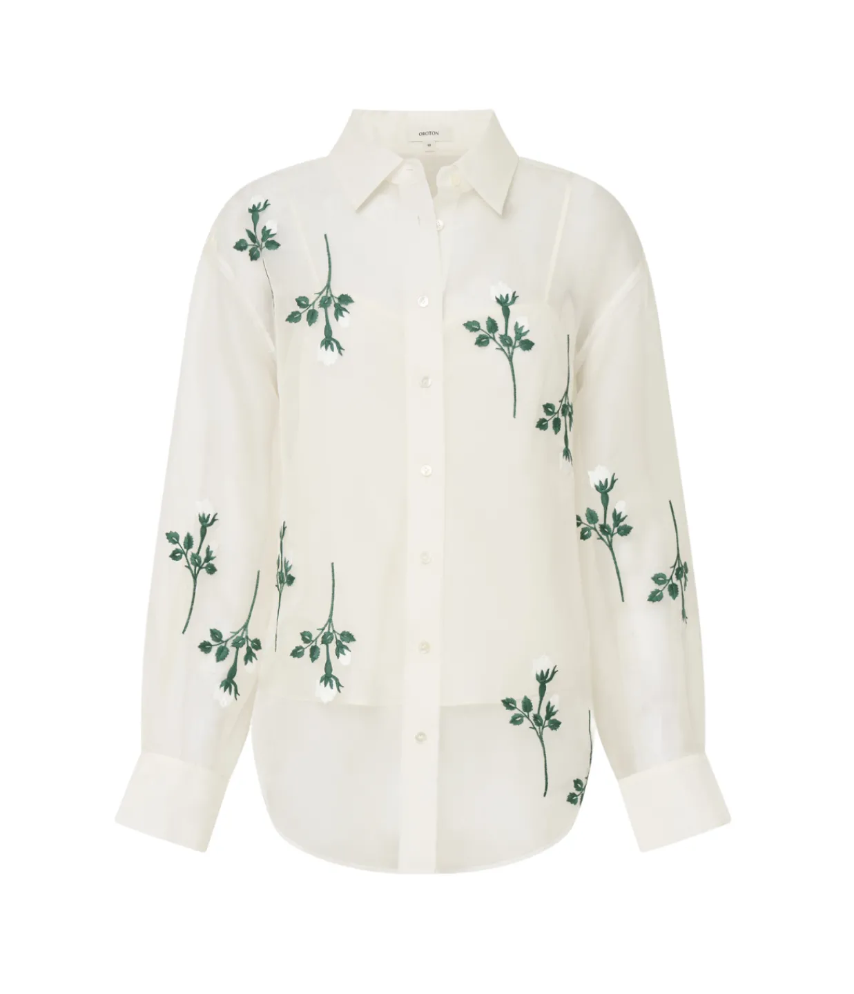 Oroton Rosebud Embroidery Shirt in Soft Cream New