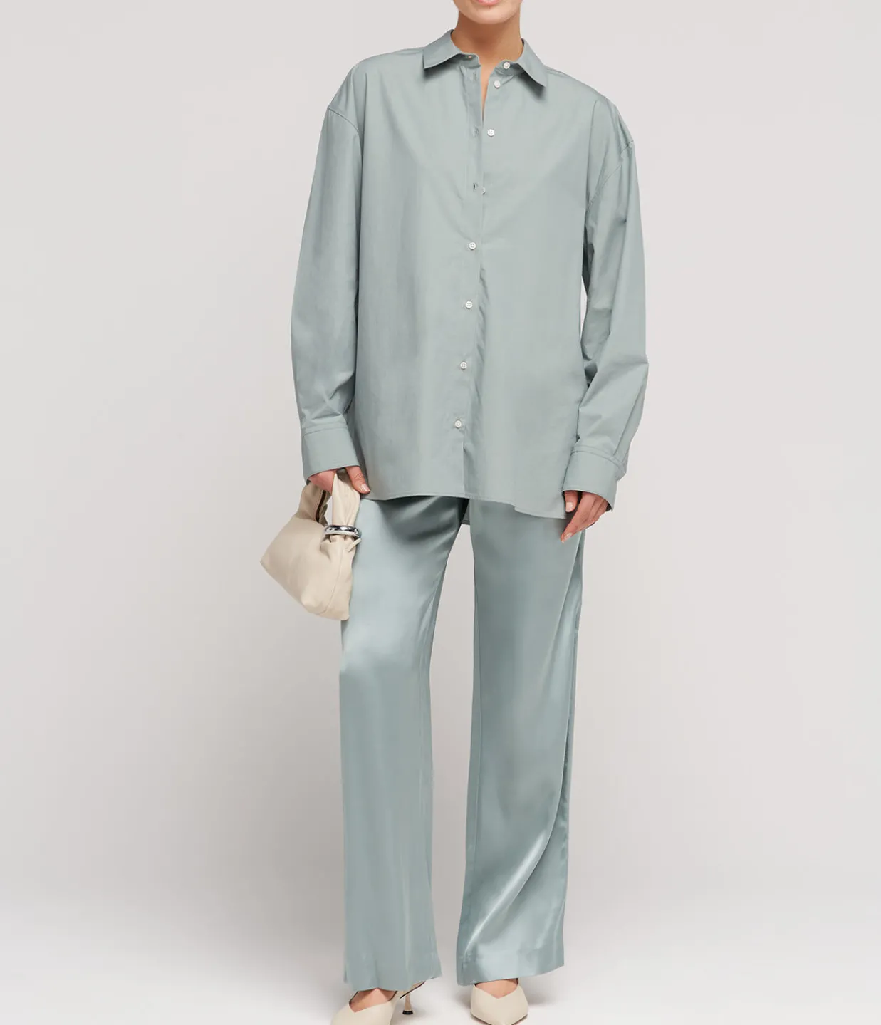 Loulou Studio Ross Wide Leg Pants in Aqua Clearance