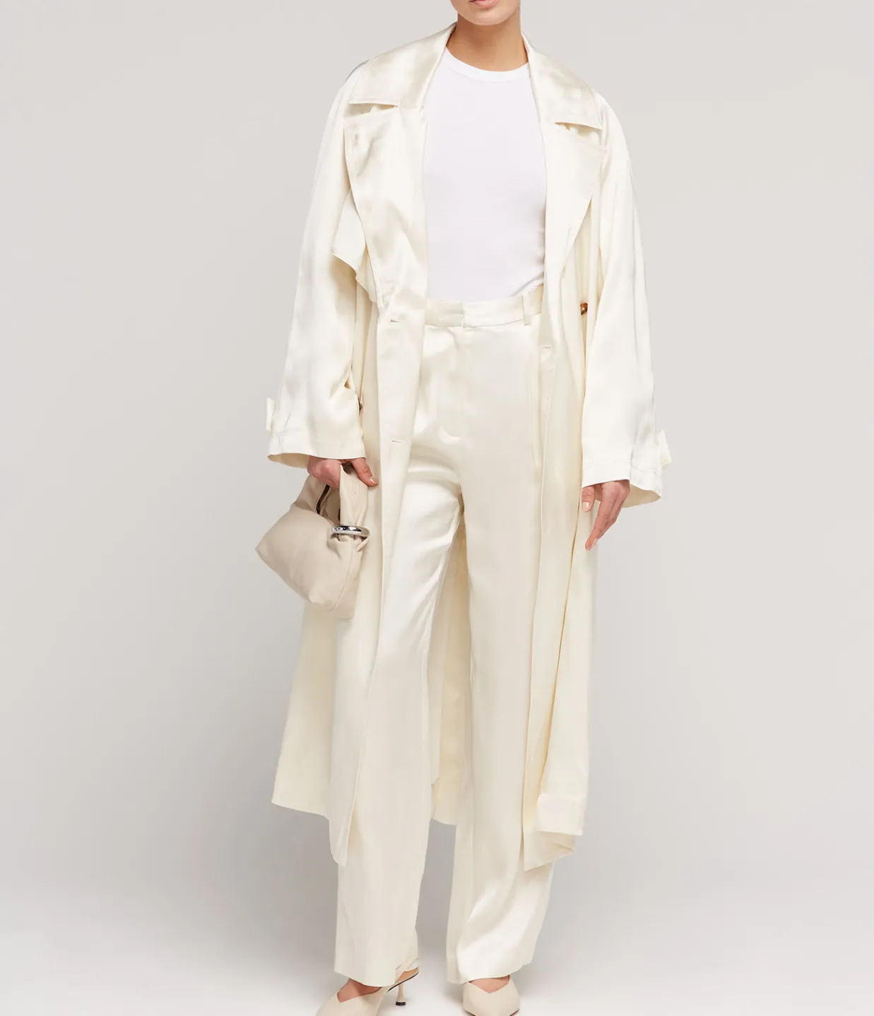 Loulou Studio Ross Wide Leg Pants in Ivory Sale