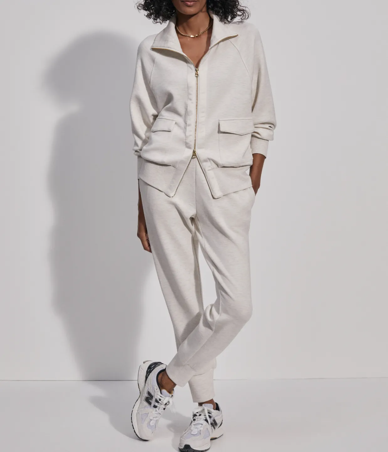 Varley Roxbury Zip Through in Ivory Marl Store