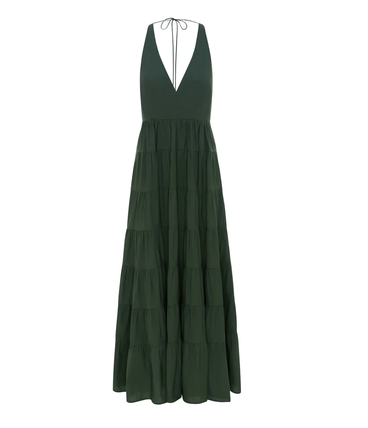 Bird and Knoll Ryan Tiered Maxi Dress in Forest Green Best Sale