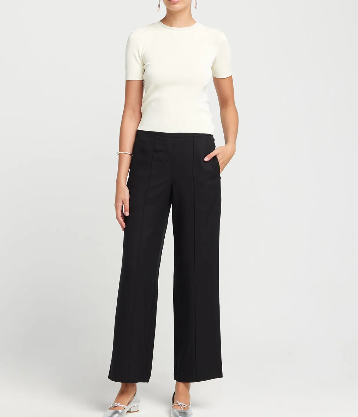 Samsoe Samsoe Sahani Slim Leg Silk Linen Pants in Black Fashion