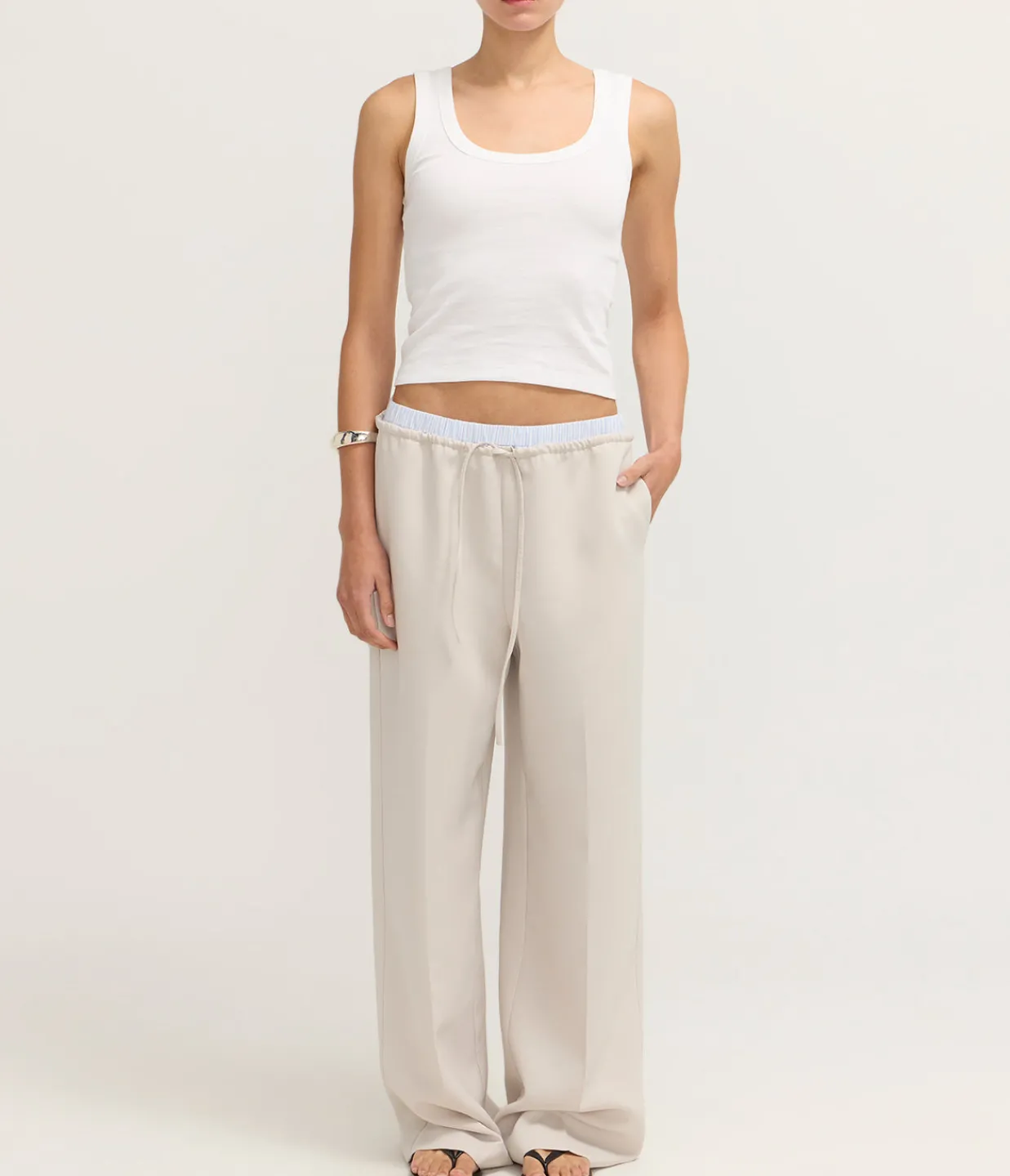 Solaqua Salone Double Waist Pant in Sand Fashion