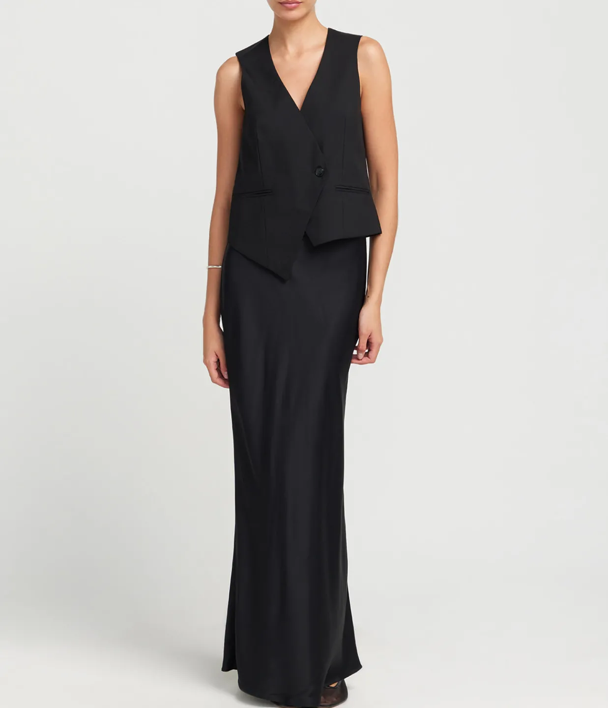 ROHE Satin Maxi Skirt in Black Outlet